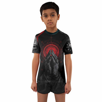 All Seeing Eye Kids Rash Guard Short Sleeve - front and back view