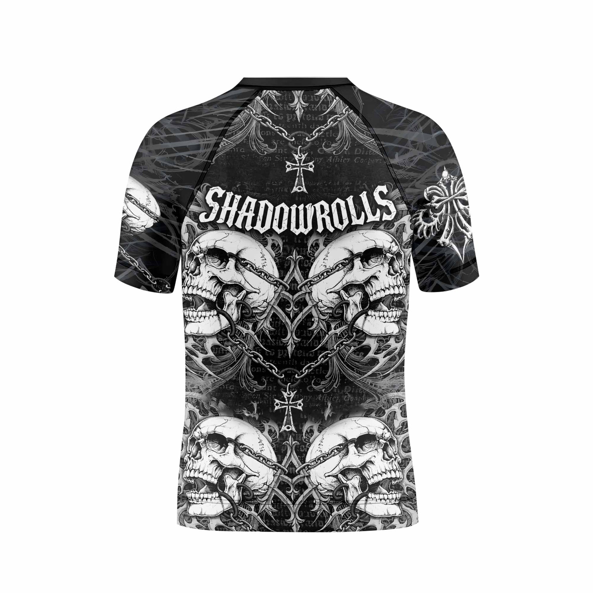 Shadowrolls Skull Cross Kids Rash Guard Short Sleeve - boy's lifestyle view