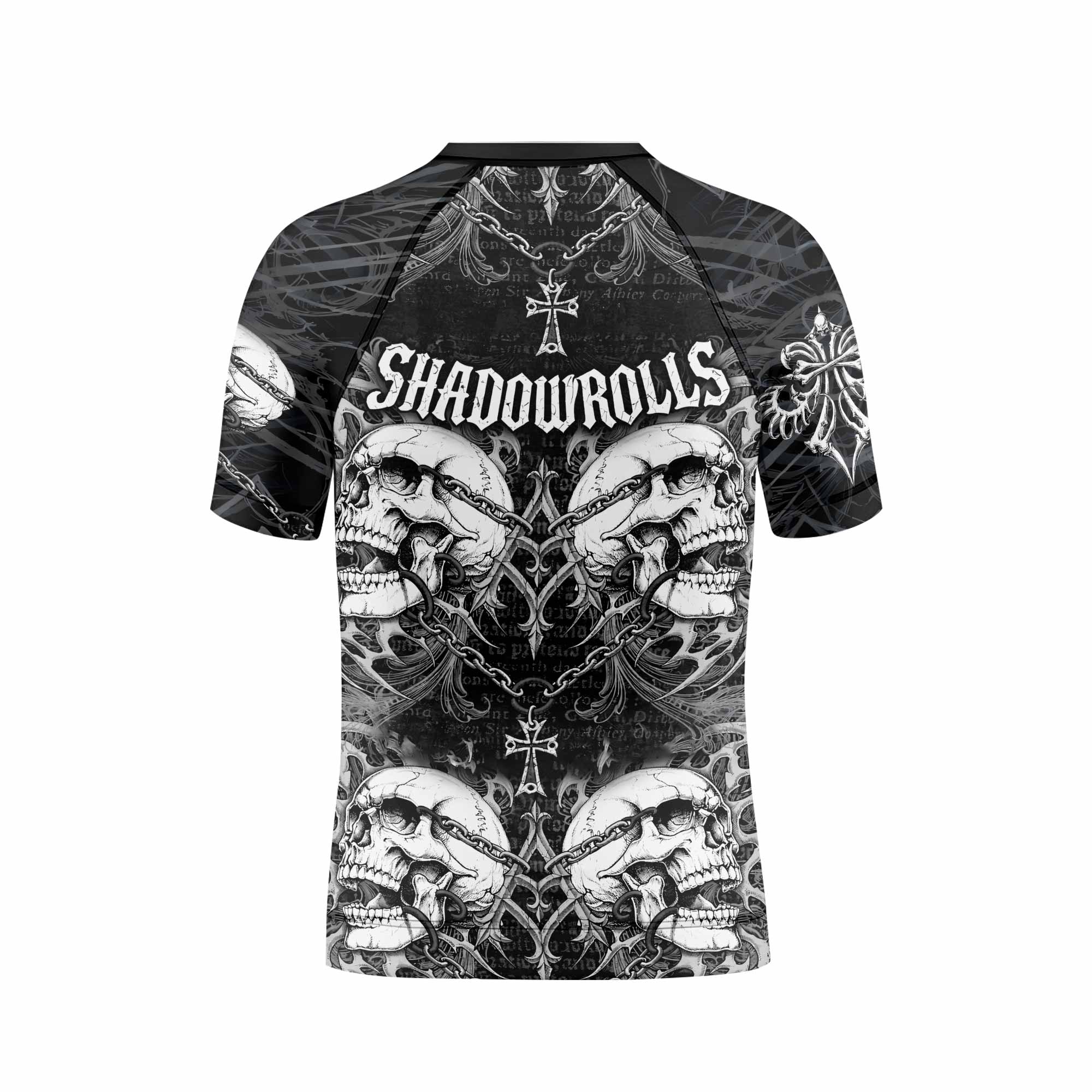 Shadowrolls Skull Cross Kids Rash Guard Short Sleeve - boy's lifestyle view