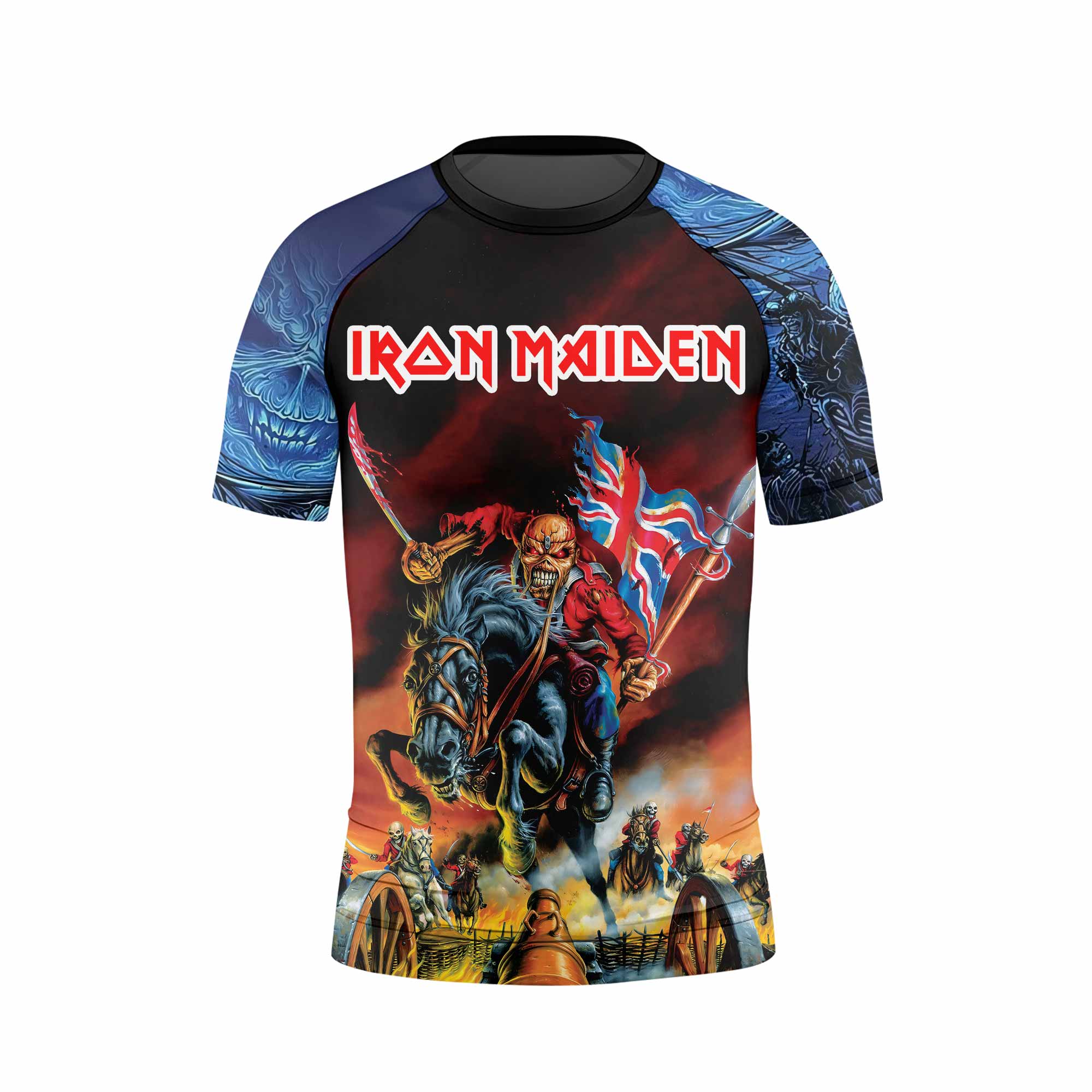 Iron Maiden England Flag Kids Rash Guard Short Sleeve - back view mockup