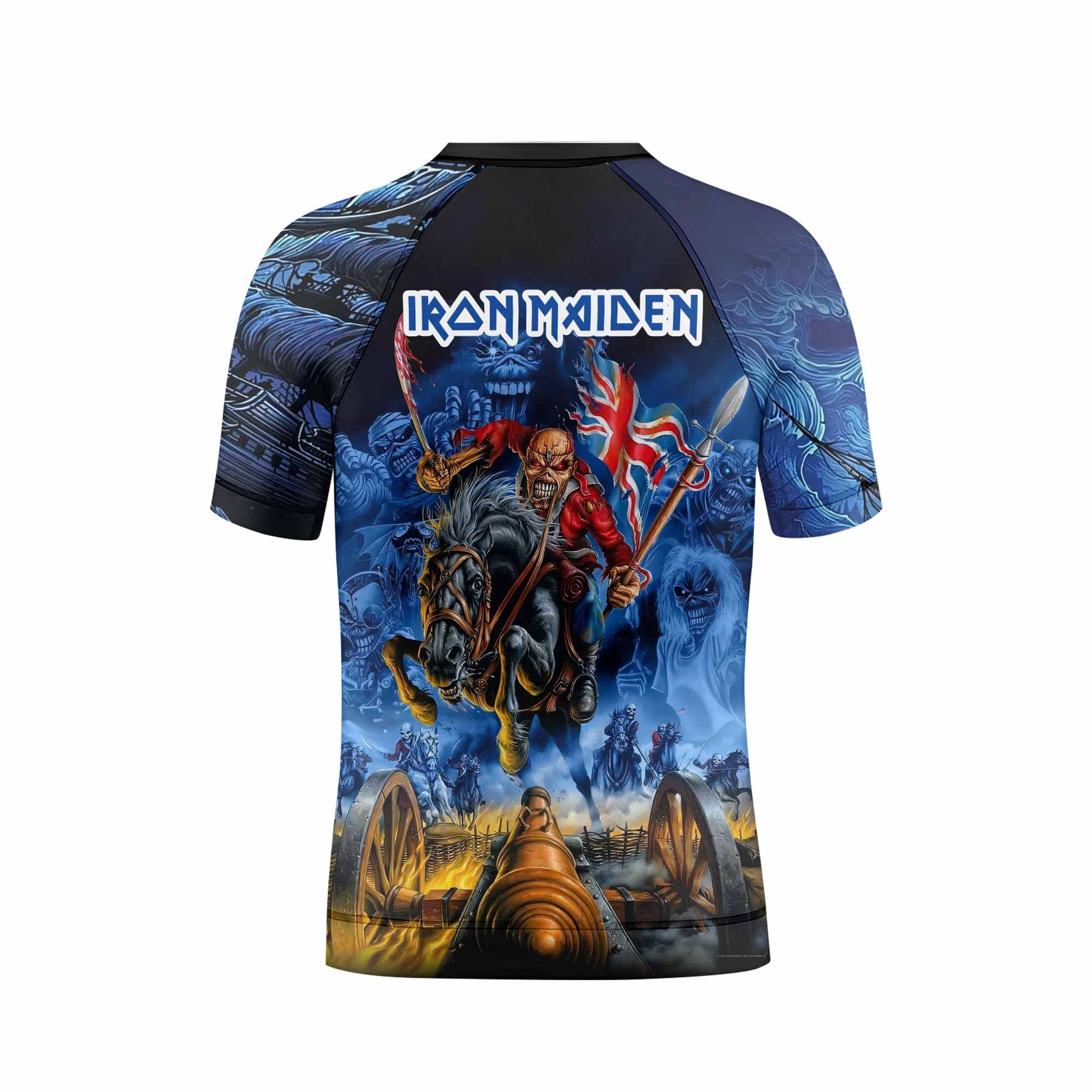 Iron Maiden England Flag Kids Rash Guard Short Sleeve - boy's lifestyle view