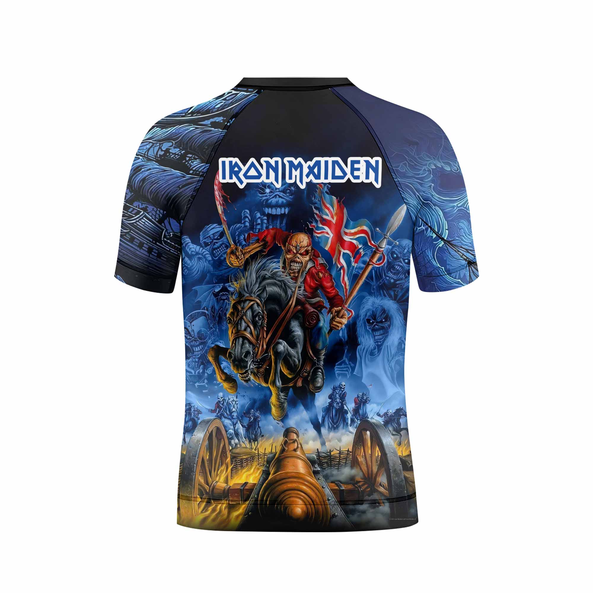 Iron Maiden England Flag Kids Rash Guard Short Sleeve - boy's lifestyle view