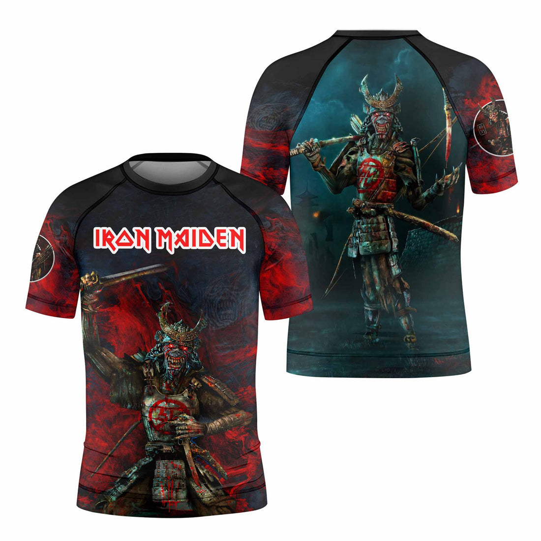 Iron Maiden Senjutsu Kids Rash Guard Short Sleeve - front and back view