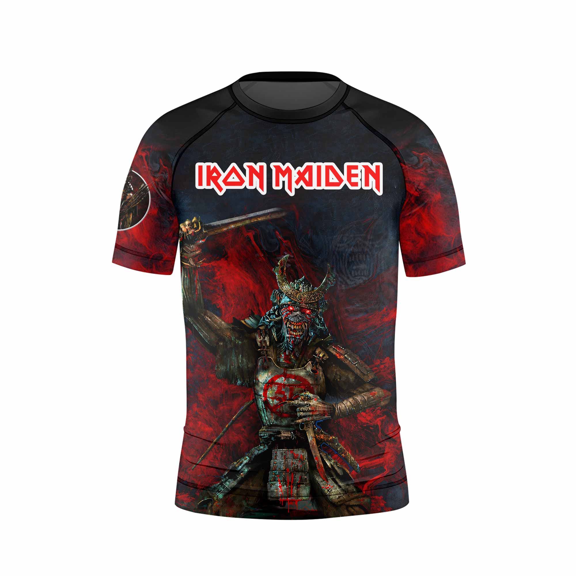 Iron Maiden Senjutsu Kids Rash Guard Short Sleeve - back view mockup