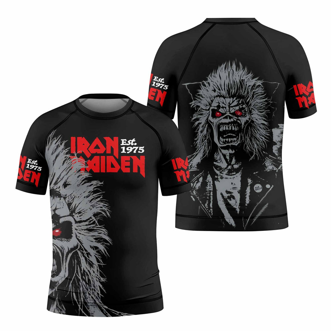 Iron Maiden Eddie the Head Kids Rash Guard Short Sleeve - front and back view