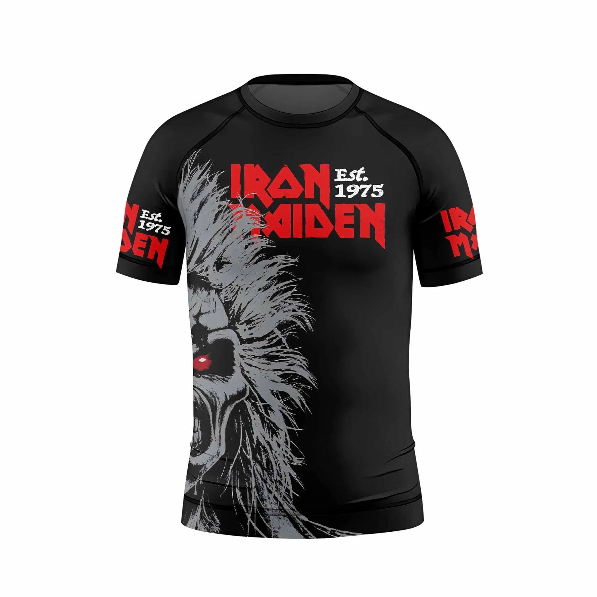 Iron Maiden Eddie the Head Kids Rash Guard Short Sleeve - back view mockup