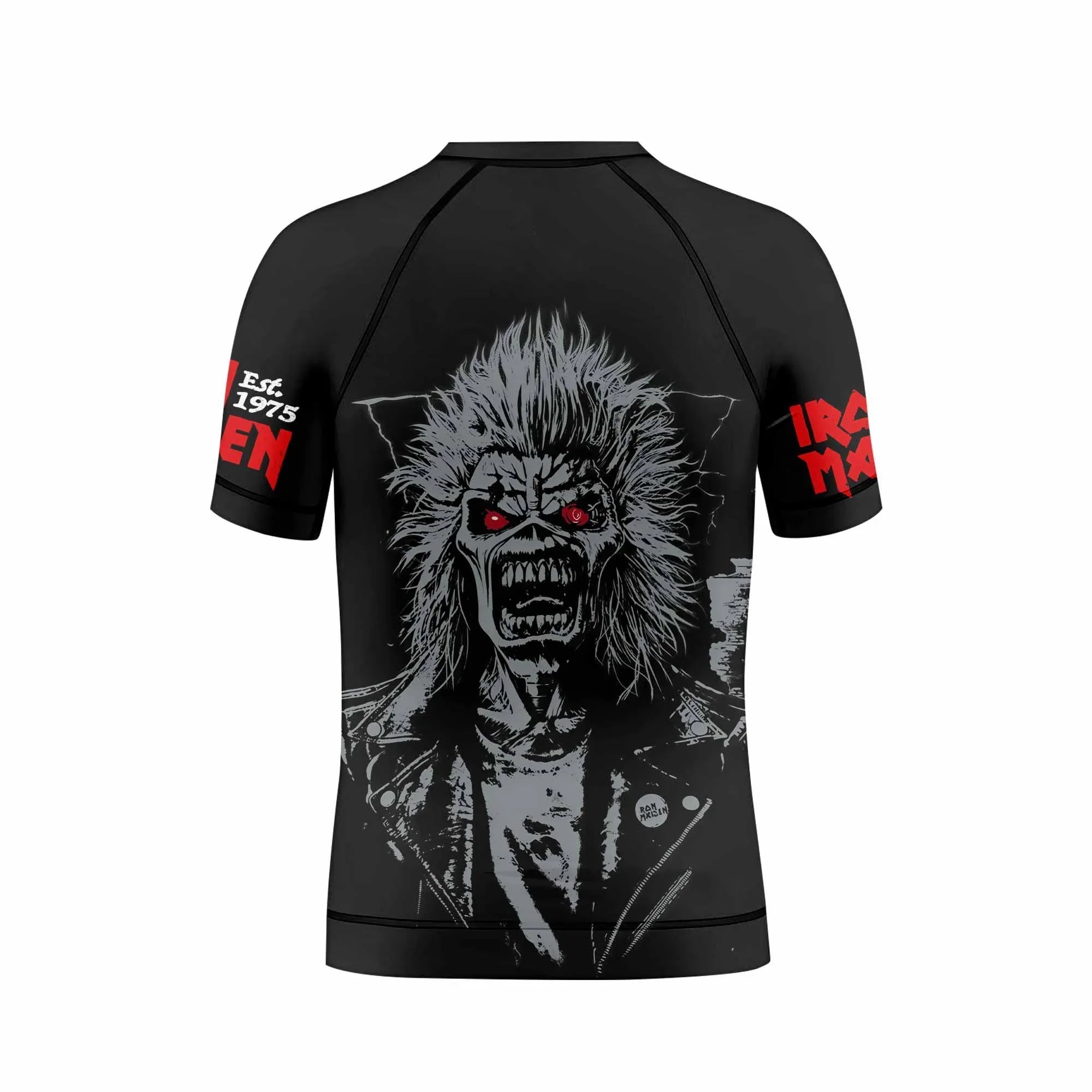 Iron Maiden Eddie the Head Kids Rash Guard Short Sleeve - boy's lifestyle view