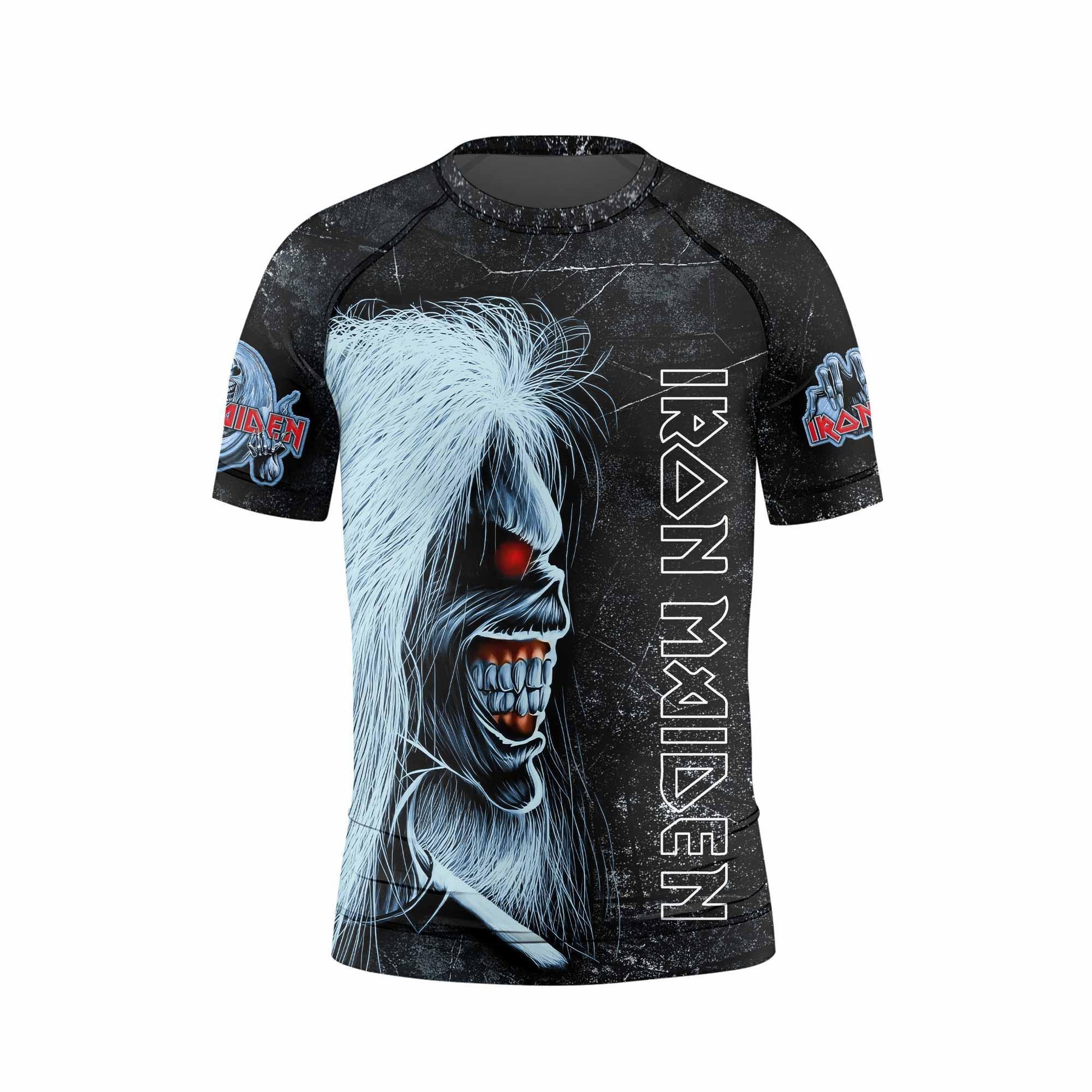 Iron Maiden The Ten Eddies Kids Rash Guard Short Sleeve - back view mockup