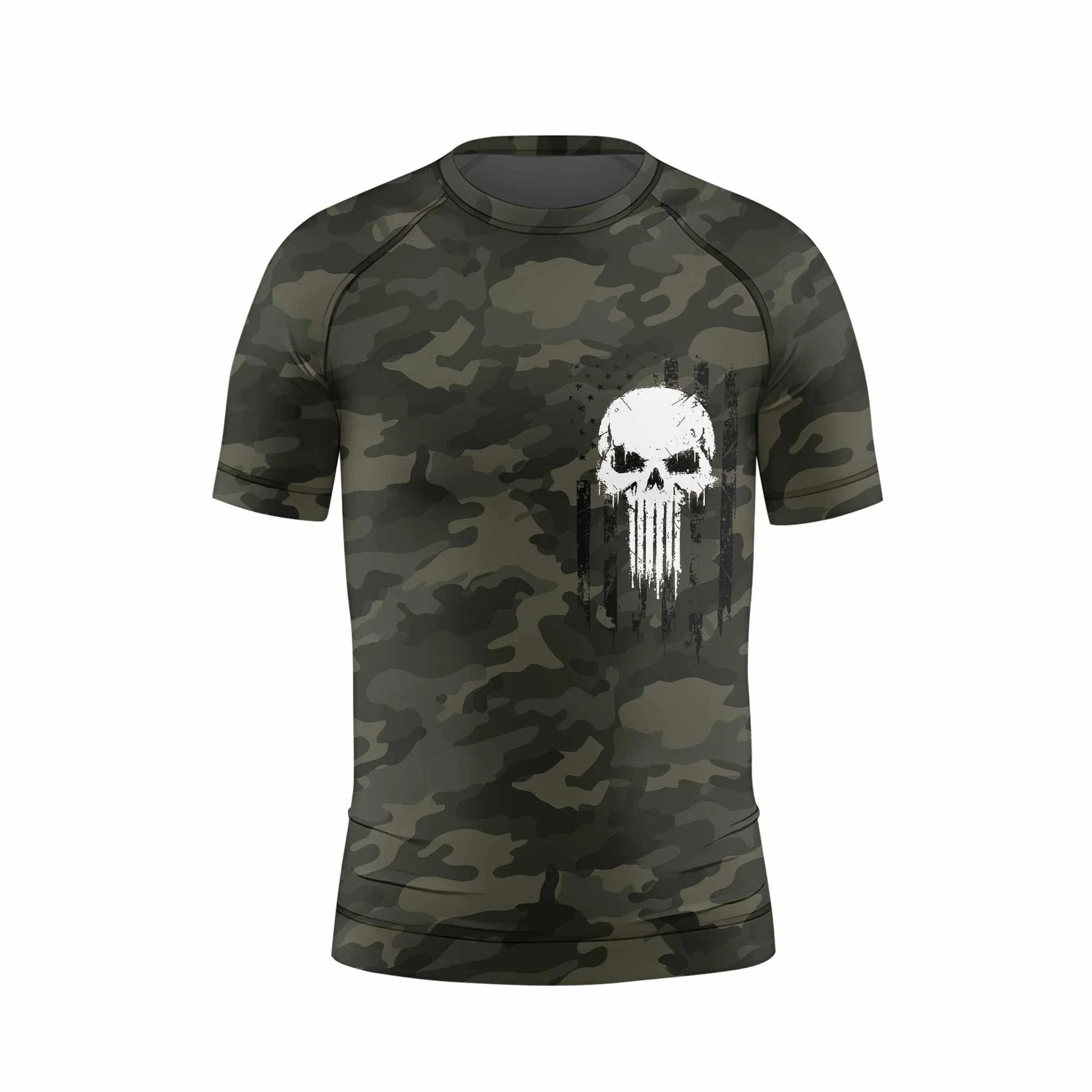 The Punisher Skull We The People Kids Rash Guard Short Sleeve - back view mockup