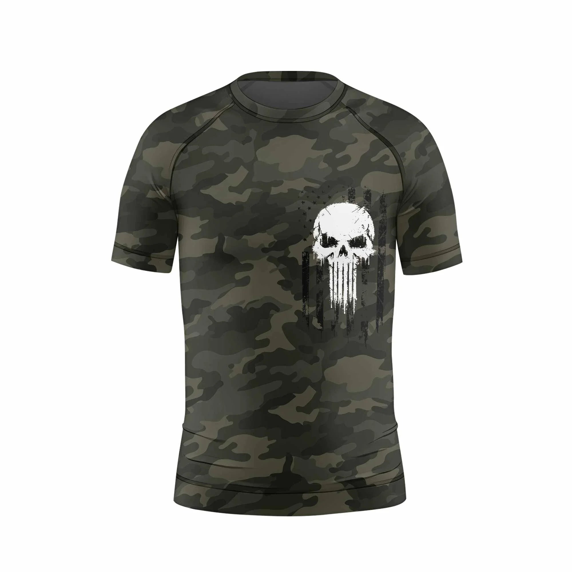 The Punisher Skull We The People Kids Rash Guard Short Sleeve - back view mockup