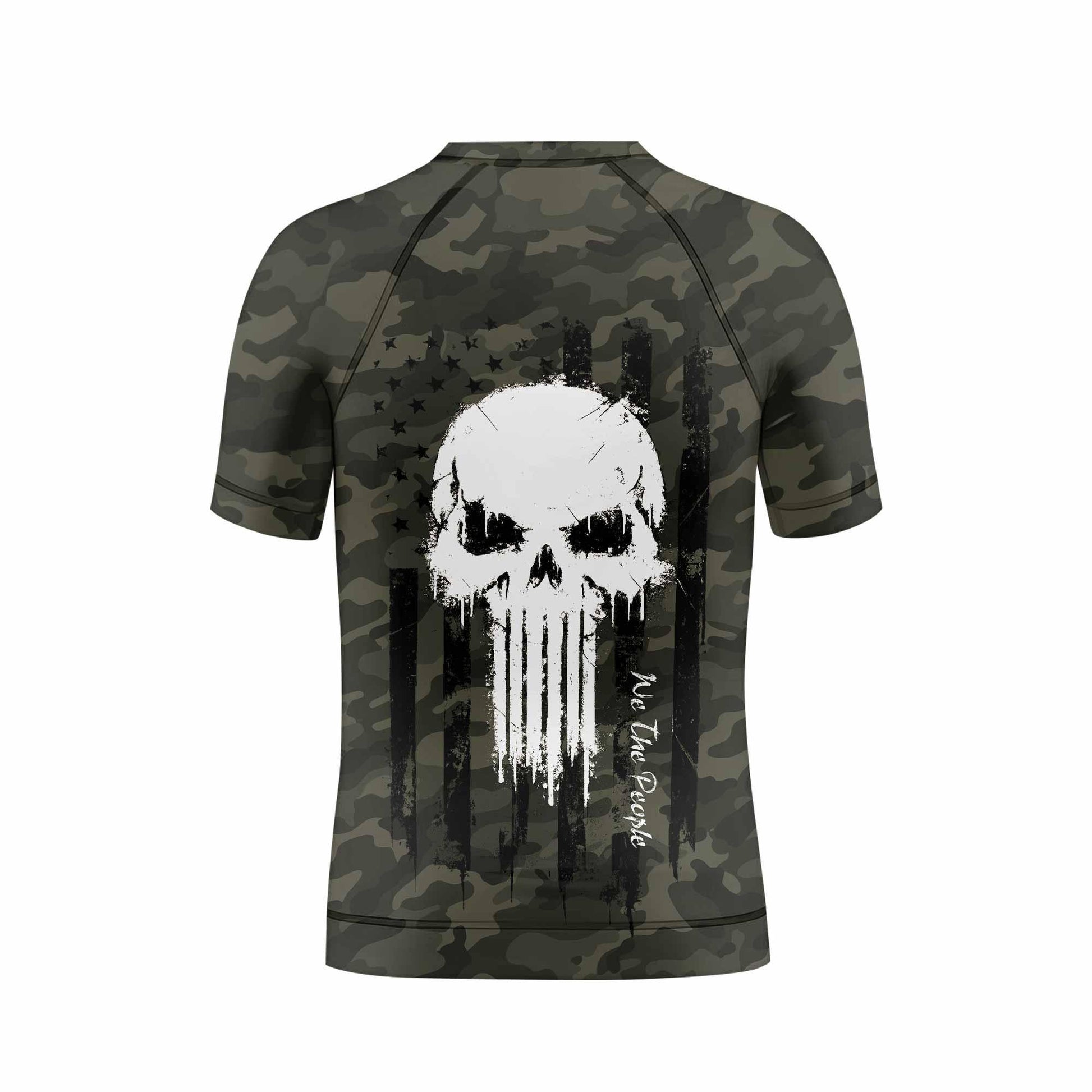 The Punisher Skull We The People Kids Rash Guard Short Sleeve - boy's lifestyle view