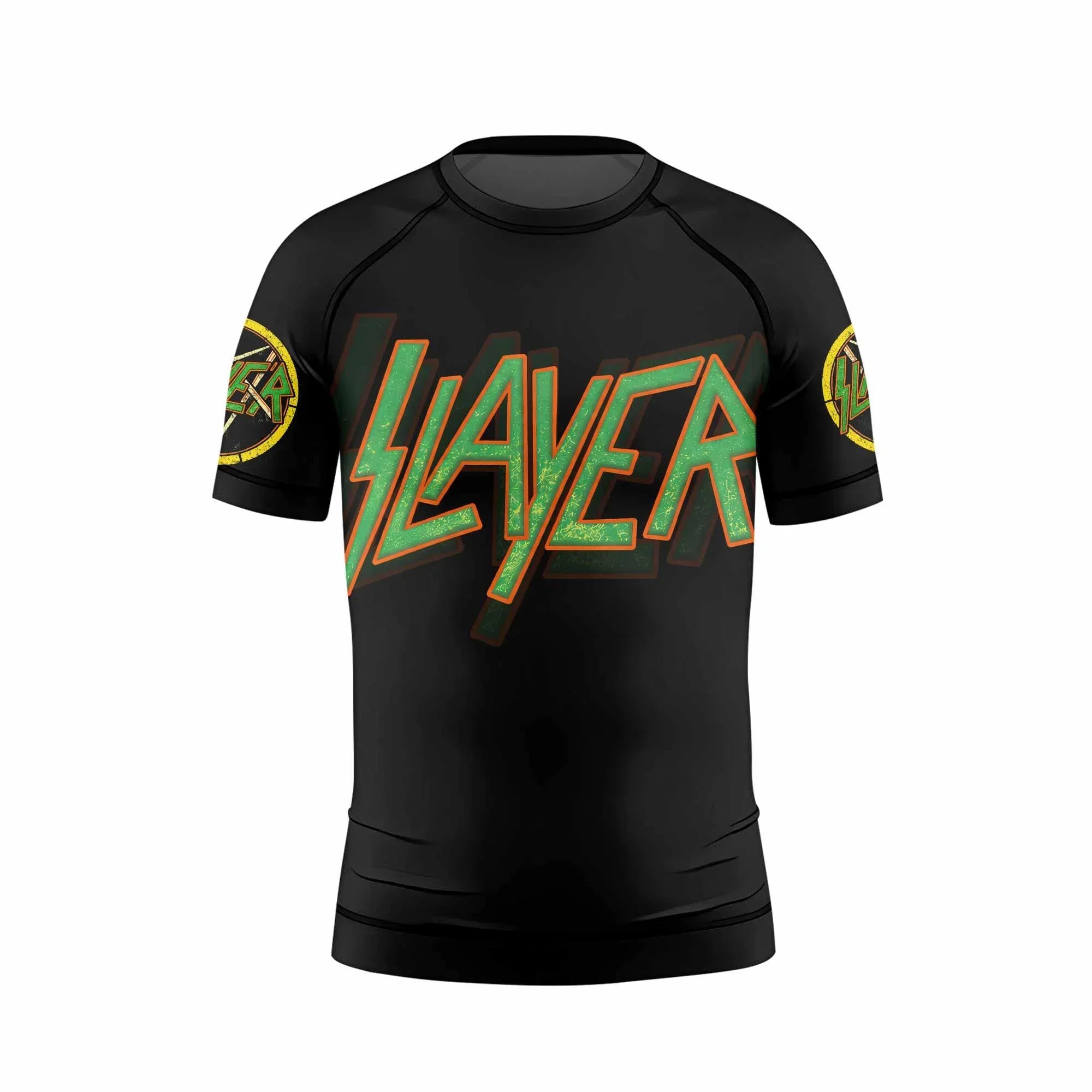 Slayer Hellfire Demon Kids Rash Guard Short Sleeve - back view mockup