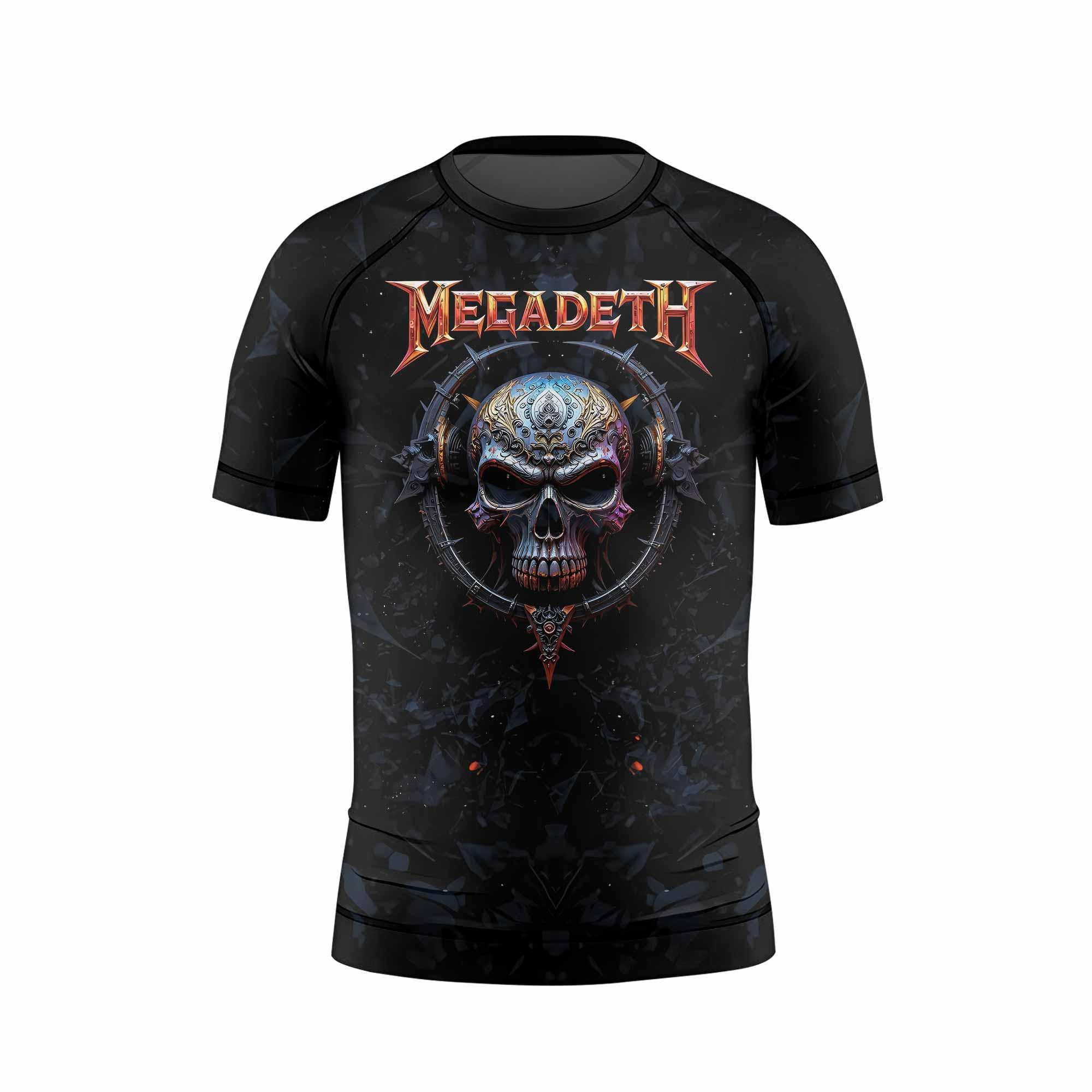 Megadeth Vic Rattlehead Kids Rash Guard Short Sleeve - front view mockup