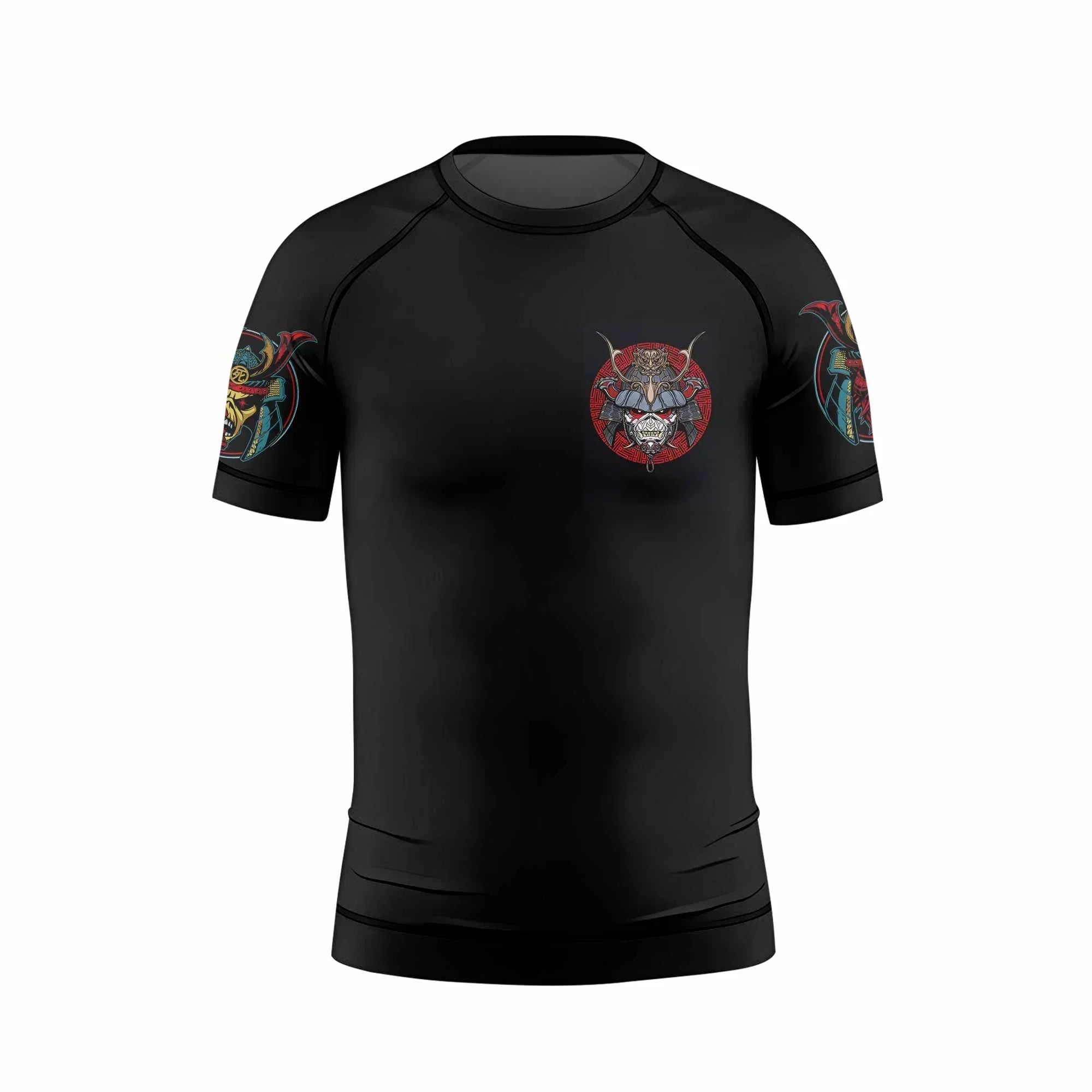 Iron Maiden Samurai Jiu-Jitsu Kids Rash Guard Short Sleeve - front view mockup