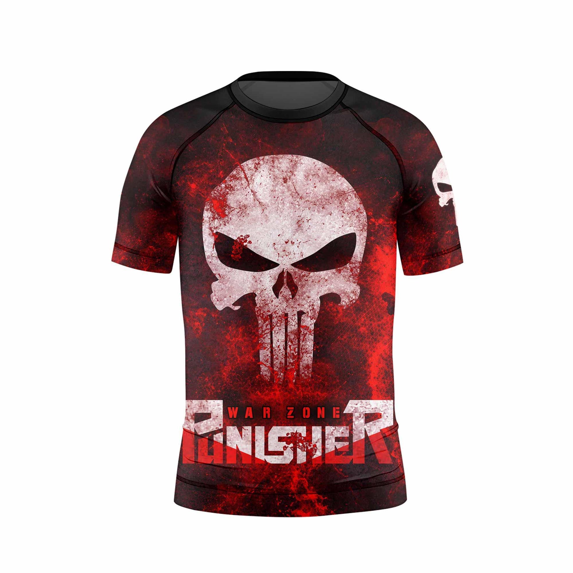 Punisher War Zone Kids Rash Guard Short Sleeve - front view mockup