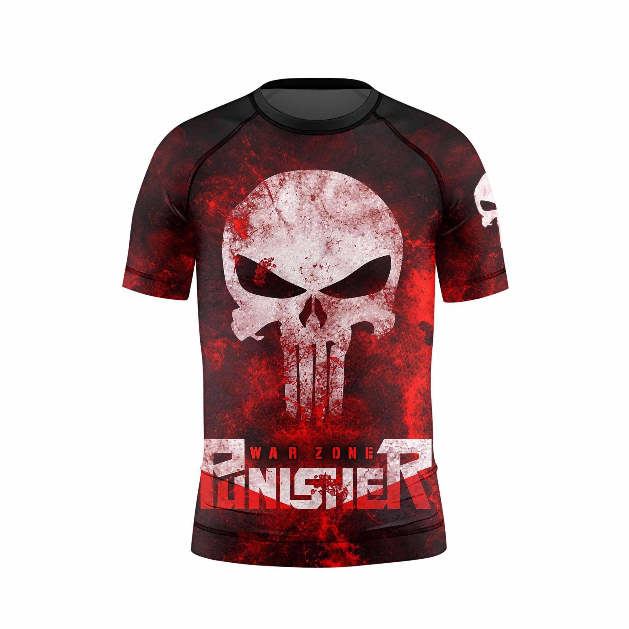 Punisher War Zone Kids Rash Guard Short Sleeve - front view mockup