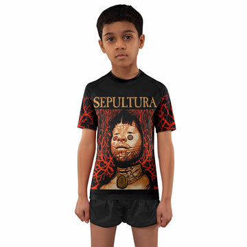 Sepultura Roots Kids Rash Guard Short Sleeve - boy's lifestyle view