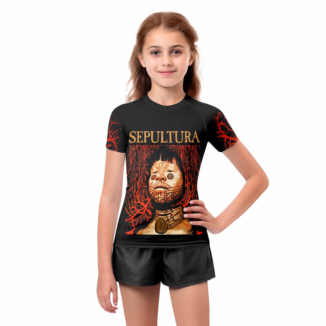 Sepultura Roots Kids Rash Guard Short Sleeve - boy's lifestyle view
