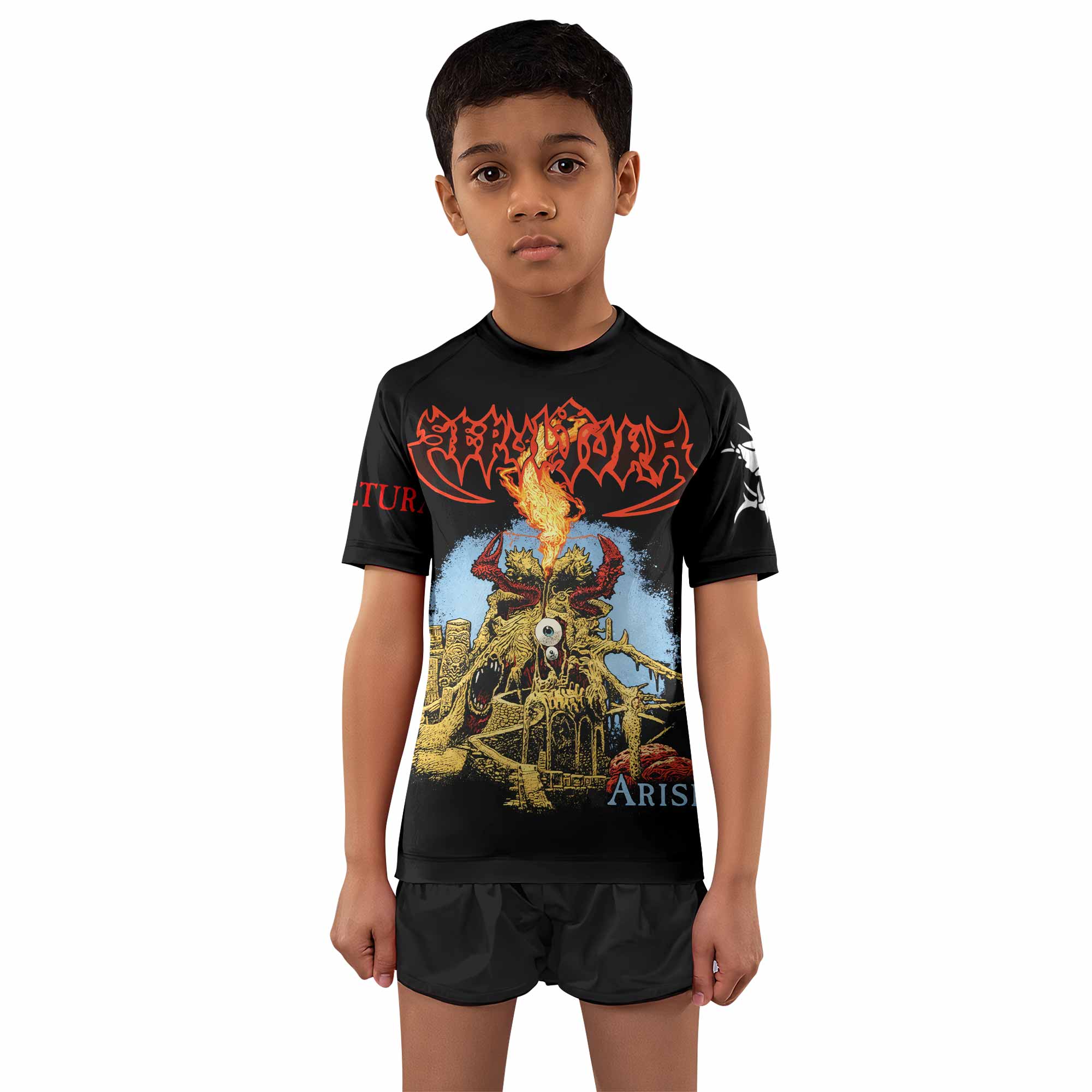 Sepultura Arise Kids Rash Guard Short Sleeve - boy's lifestyle view