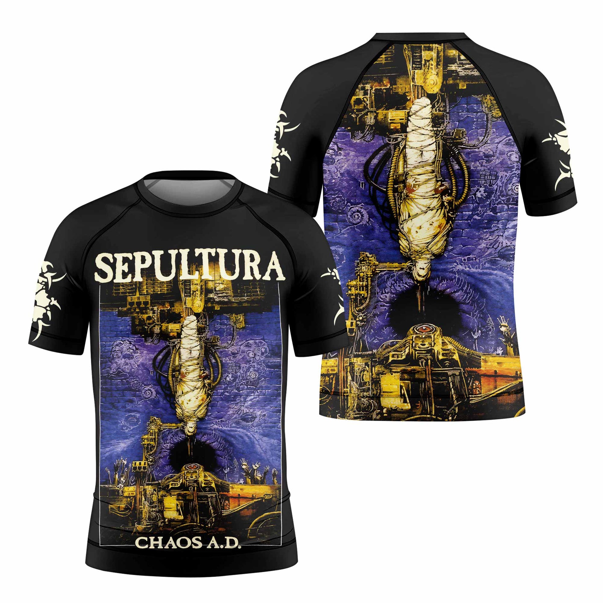 Sepultura Chaos A.D Kids Rash Guard Short Sleeve - front and back view
