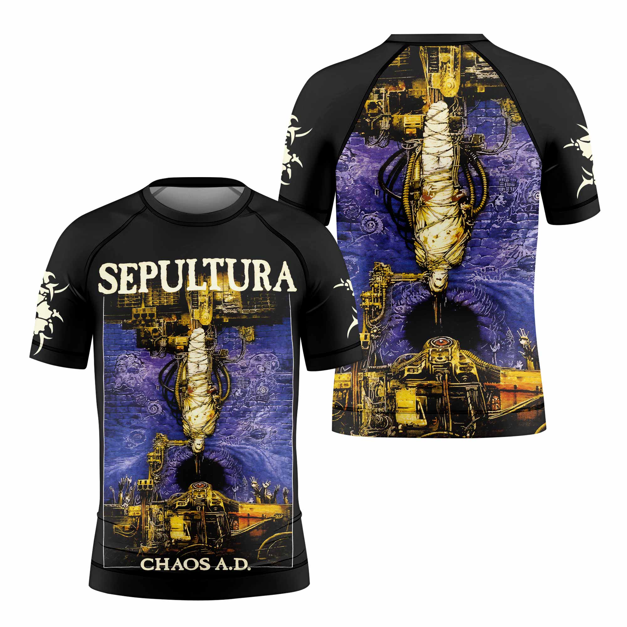 Sepultura Chaos A.D Kids Rash Guard Short Sleeve - front and back view