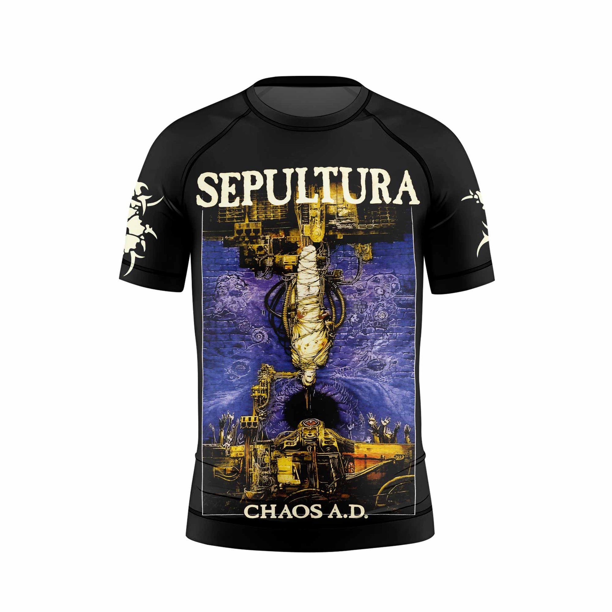 Sepultura Chaos A.D Kids Rash Guard Short Sleeve - front view mockup