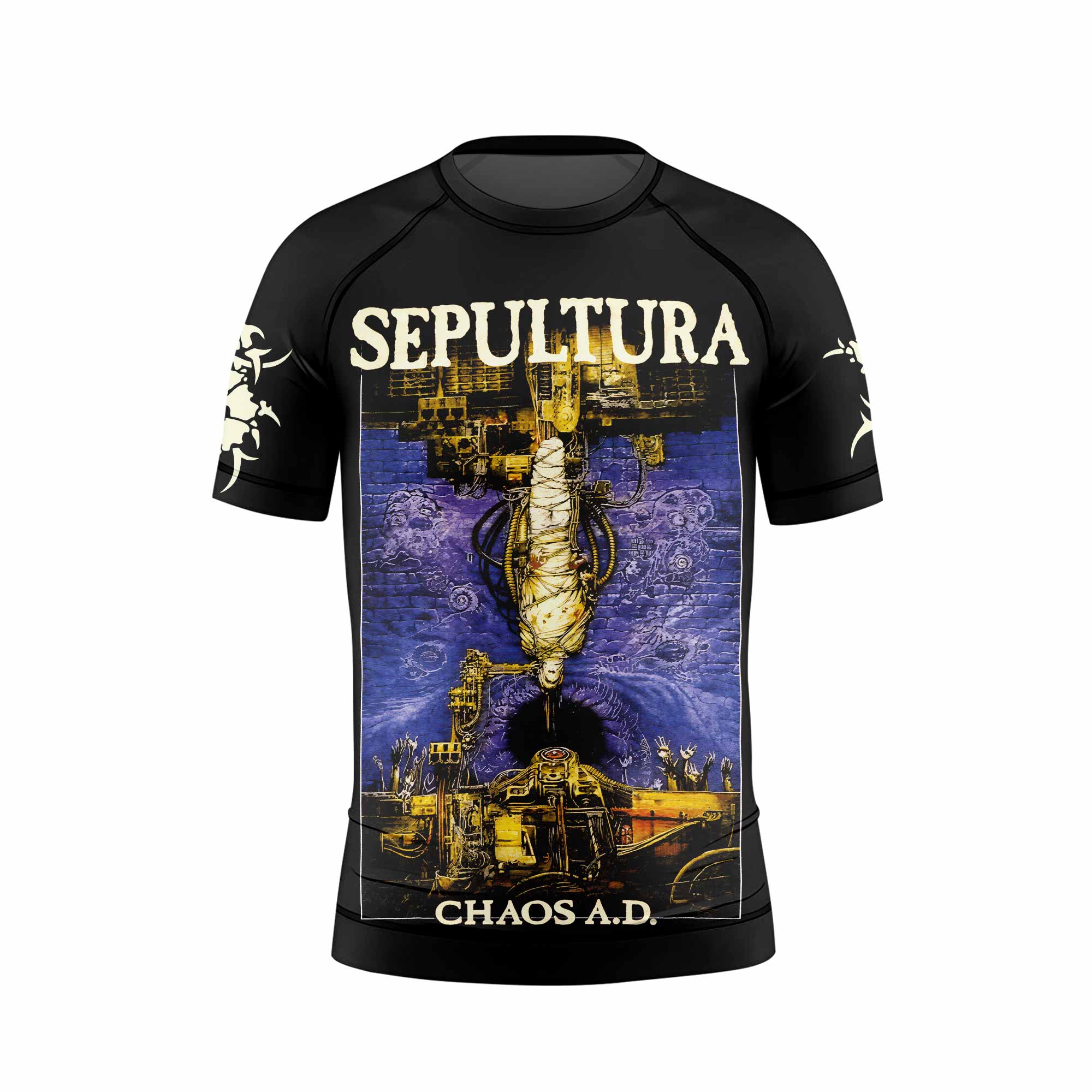 Sepultura Chaos A.D Kids Rash Guard Short Sleeve - front view mockup