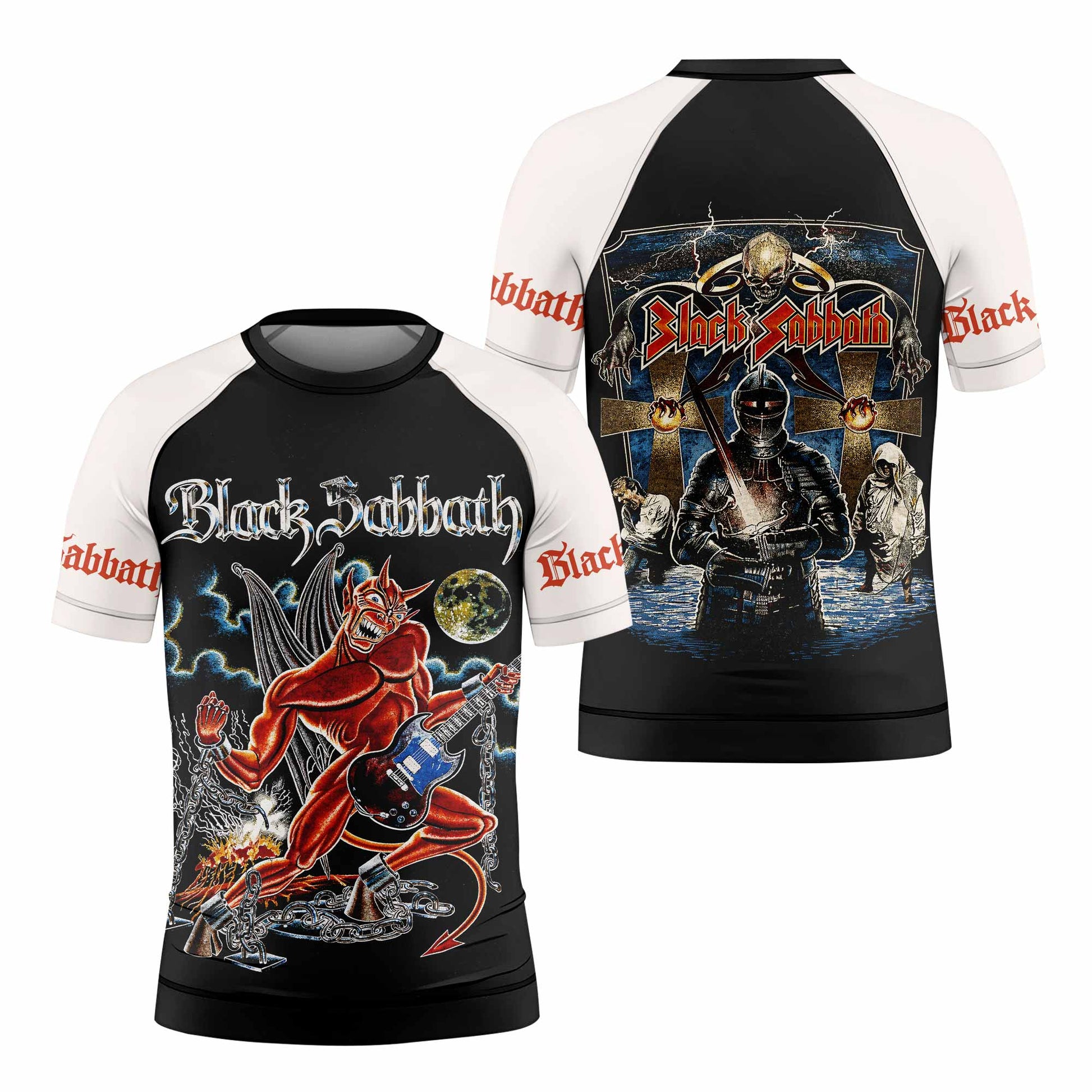 Black Sabbath Live Evil Kids Rash Guard Short Sleeve - front and back view