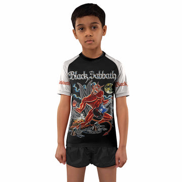 Black Sabbath Live Evil Kids Rash Guard Short Sleeve - boy's lifestyle view