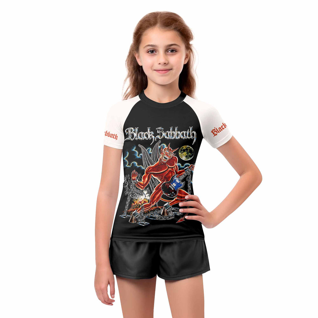 Black Sabbath Live Evil Kids Rash Guard Short Sleeve - boy's lifestyle view