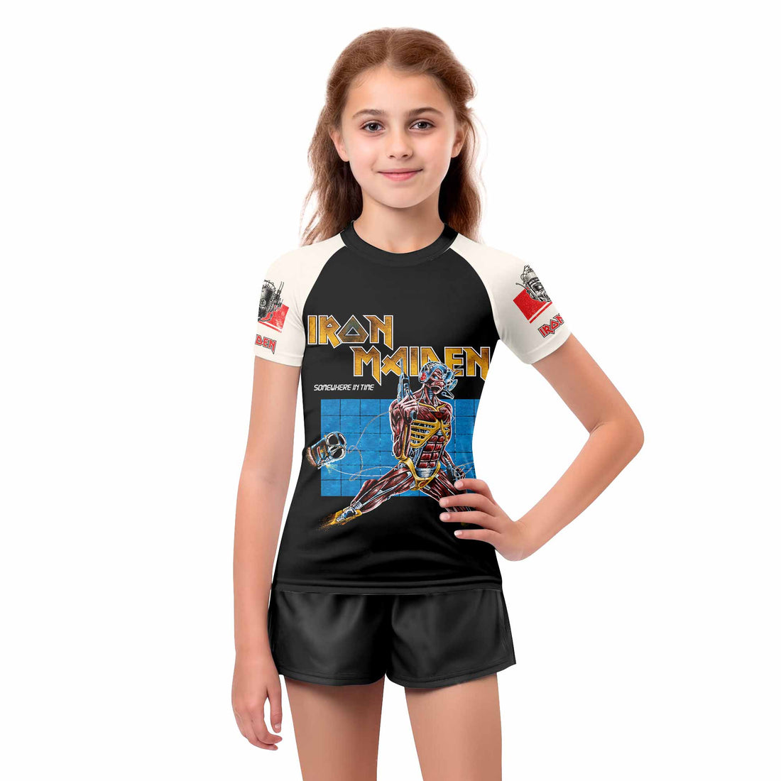 Iron Maiden Live After Death Kids Rash Guard Short Sleeve - boy's lifestyle view