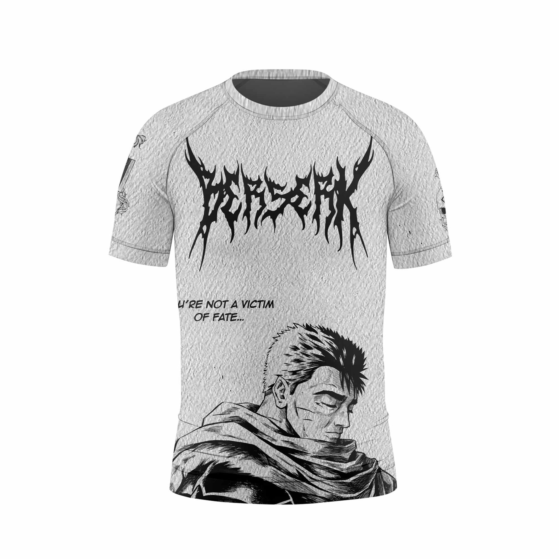 Berserk Metal Guts Kids Rash Guard Short Sleeve - front view mockup