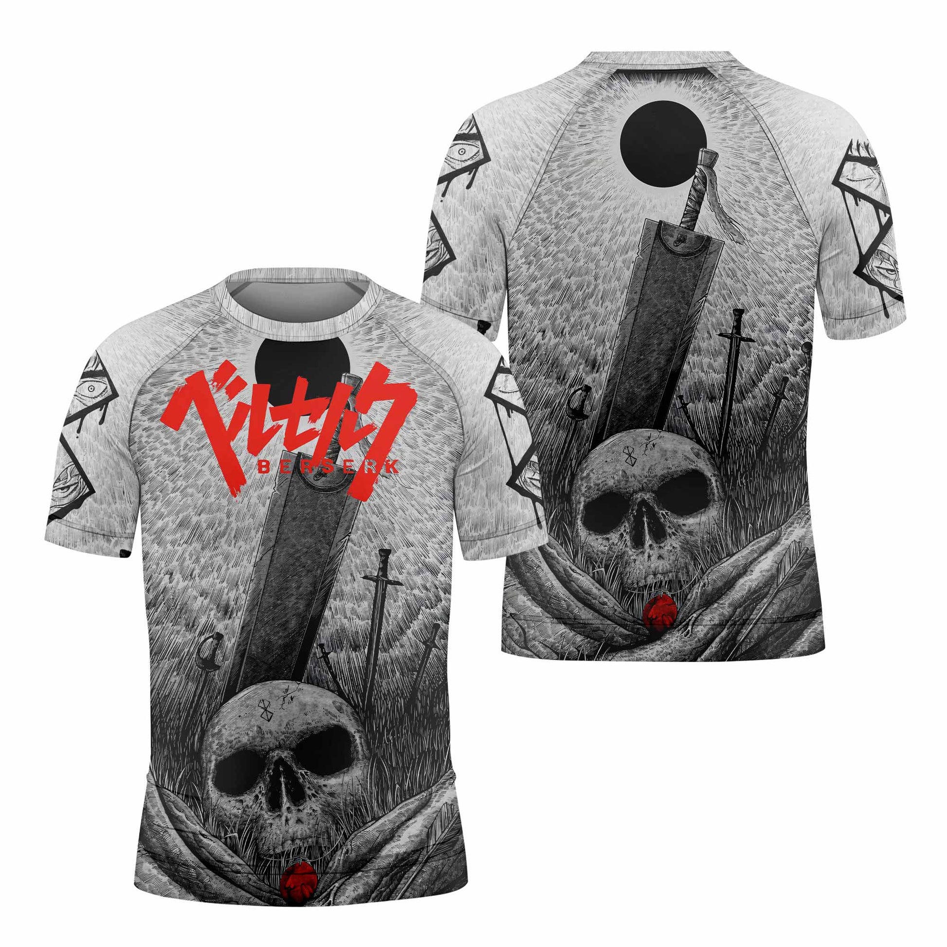 Berserk Eclipse Kids Rash Guard Short Sleeve - front and back view