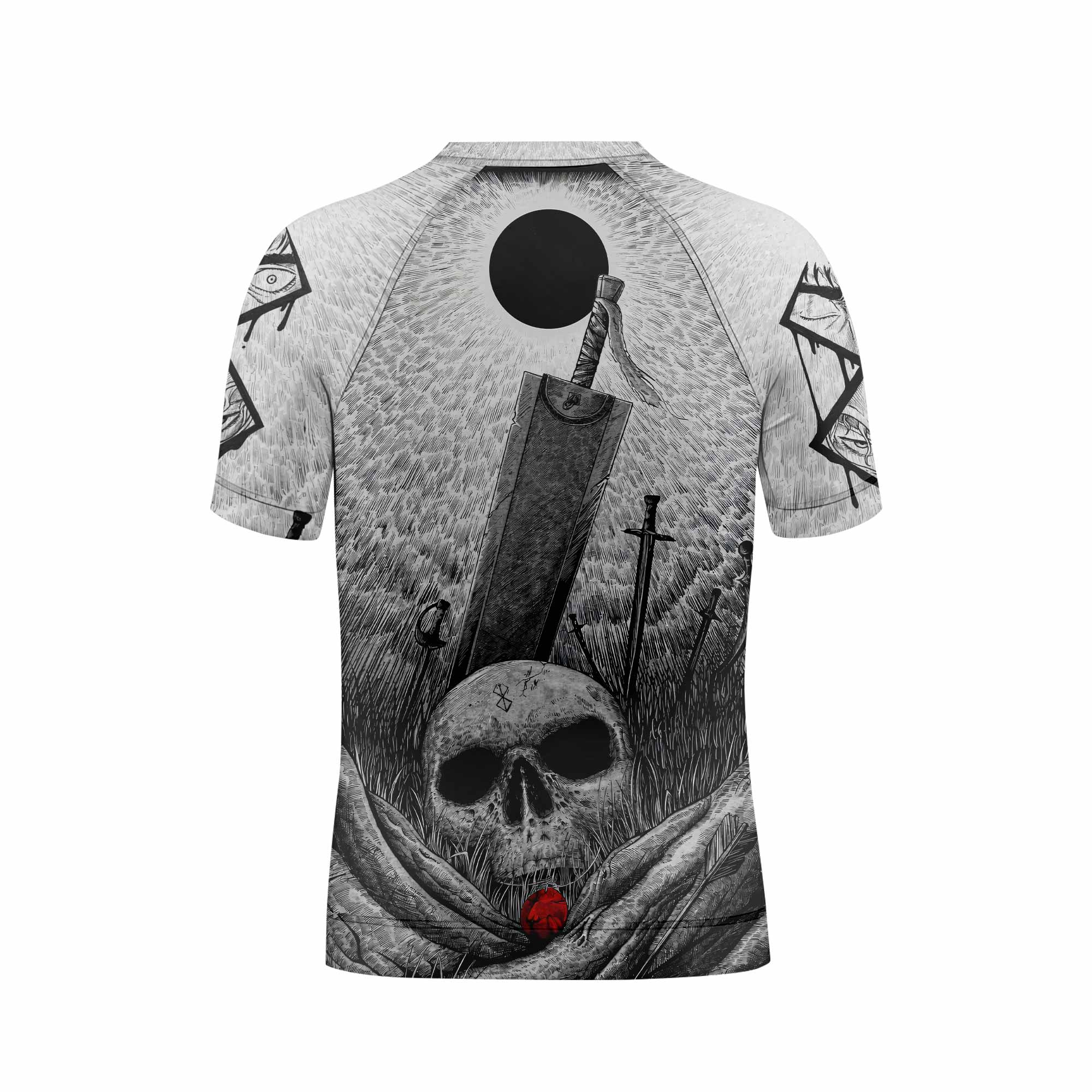 Berserk Eclipse Kids Rash Guard Short Sleeve - back view mockup