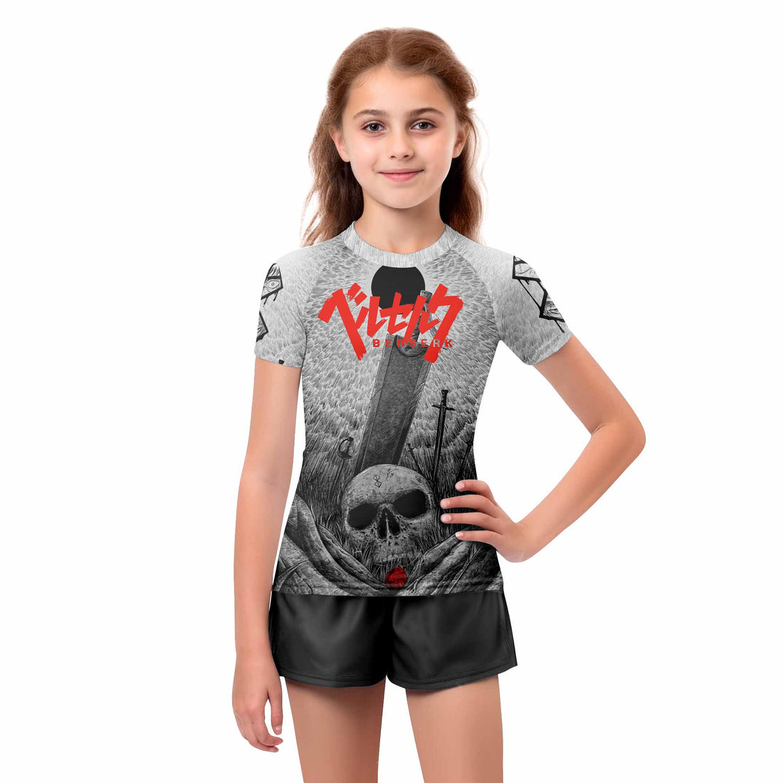 Berserk Eclipse Kids Rash Guard Short Sleeve - boy's lifestyle view