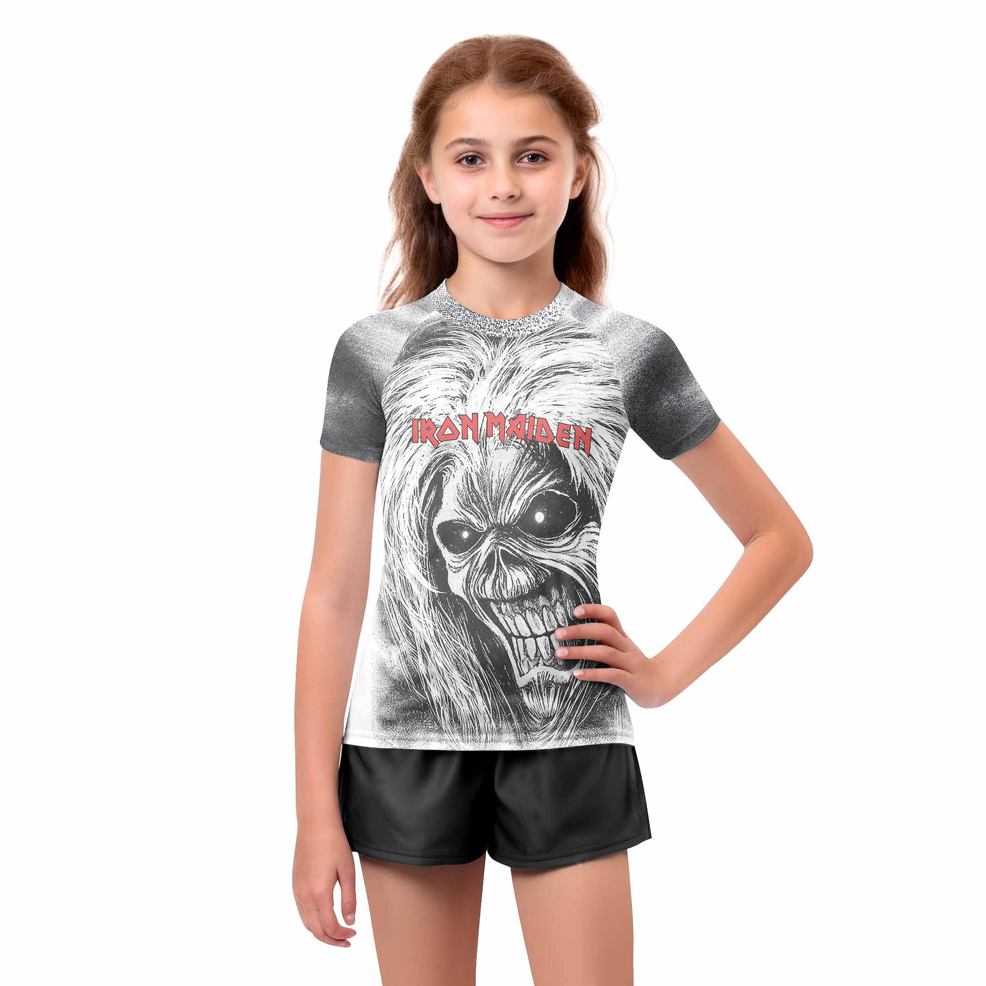 Iron Maiden Killers Kids Rash Guard Short Sleeve - girl's lifestyle view