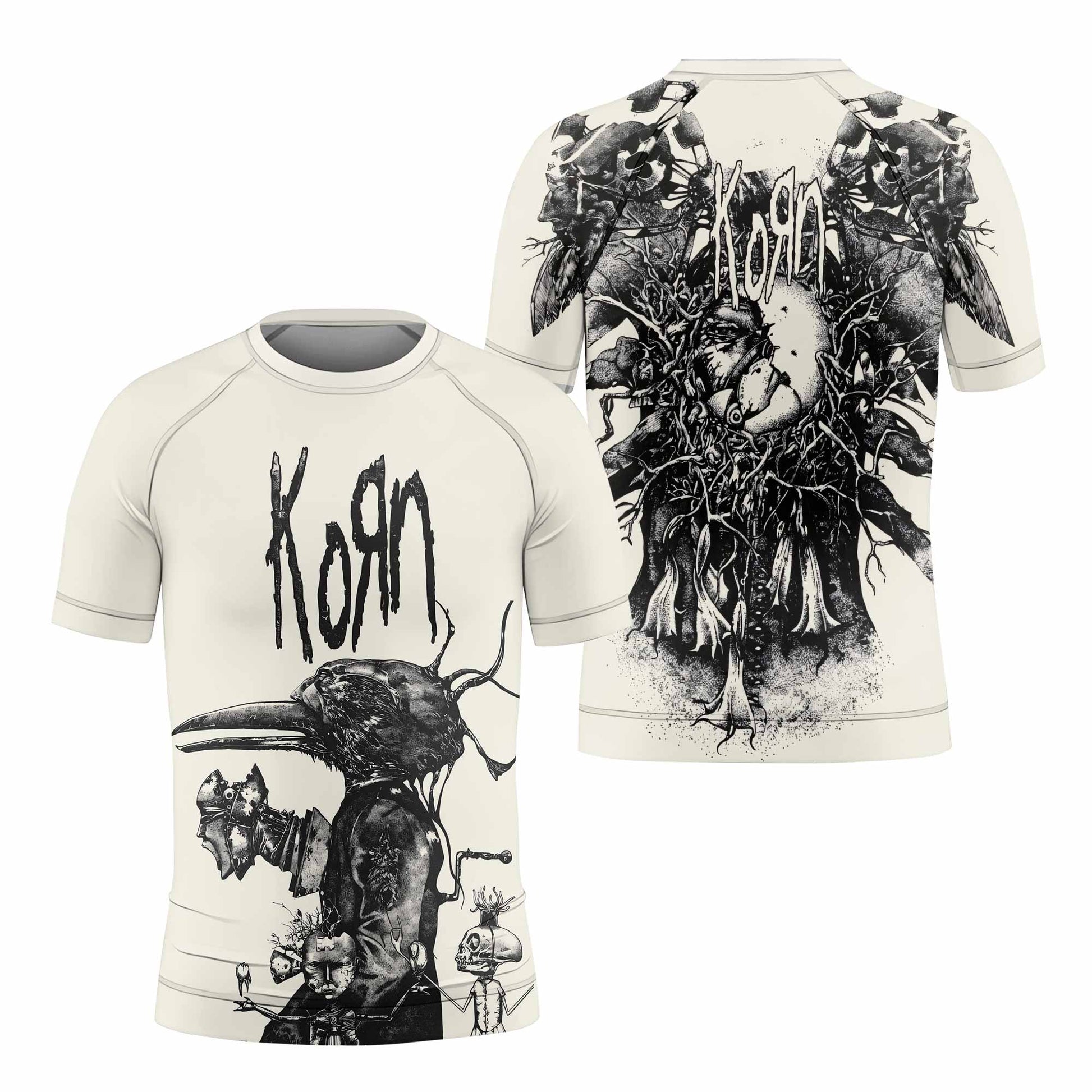 Korn Eye Of Heart Kids Rash Guard Short Sleeve - front and back view
