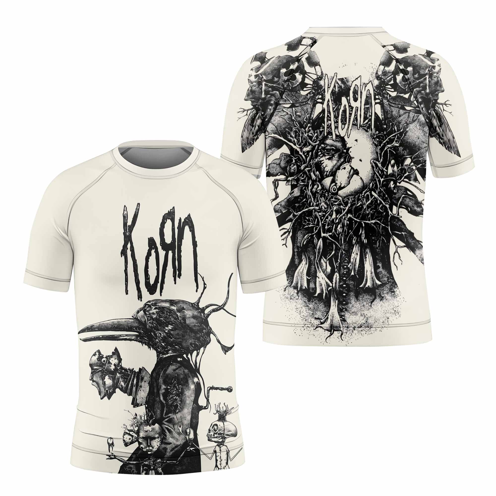 Korn Eye Of Heart Kids Rash Guard Short Sleeve - front and back view