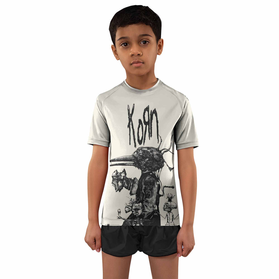 Korn Eye Of Heart Kids Rash Guard Short Sleeve - boy's lifestyle view