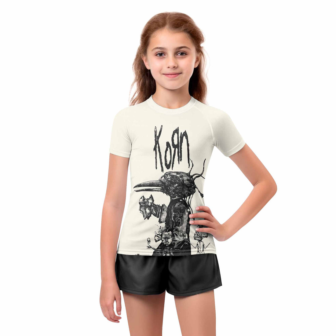 Korn Eye Of Heart Kids Rash Guard Short Sleeve - boy's lifestyle view