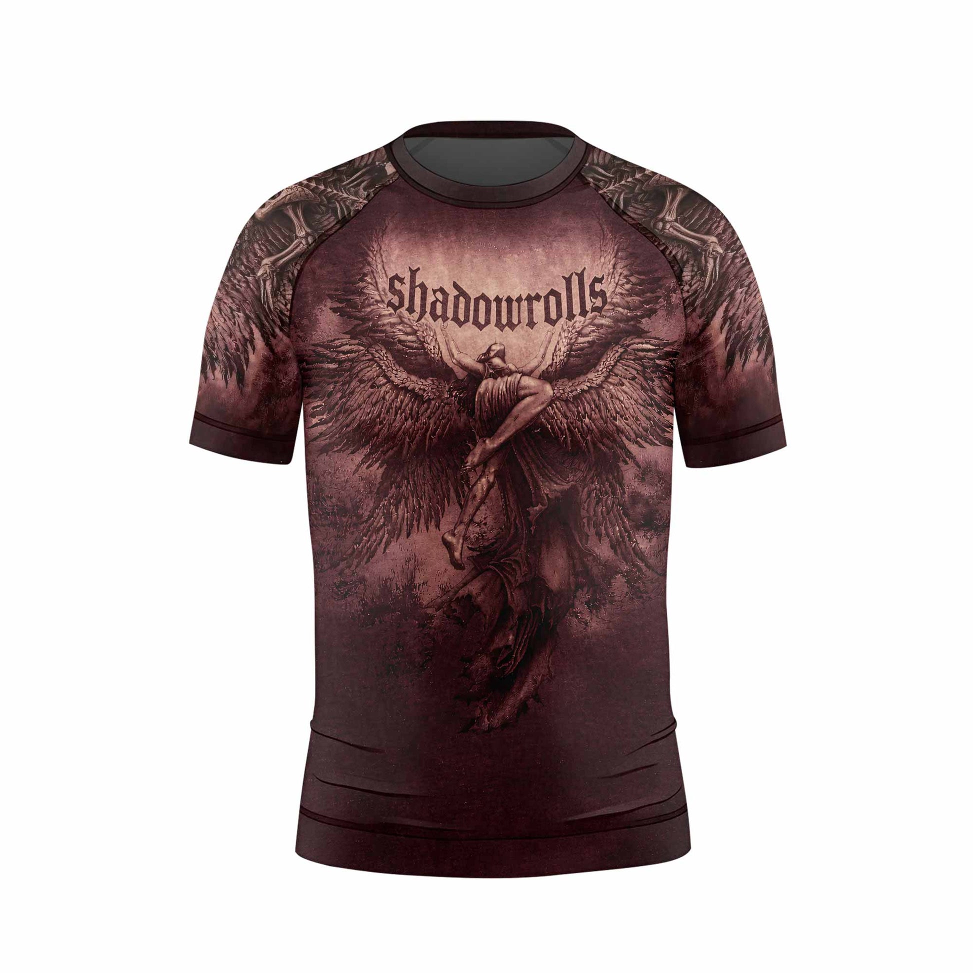 Bones of Grace Dark Angel Kids Rash Guard Short Sleeve - front view mockup