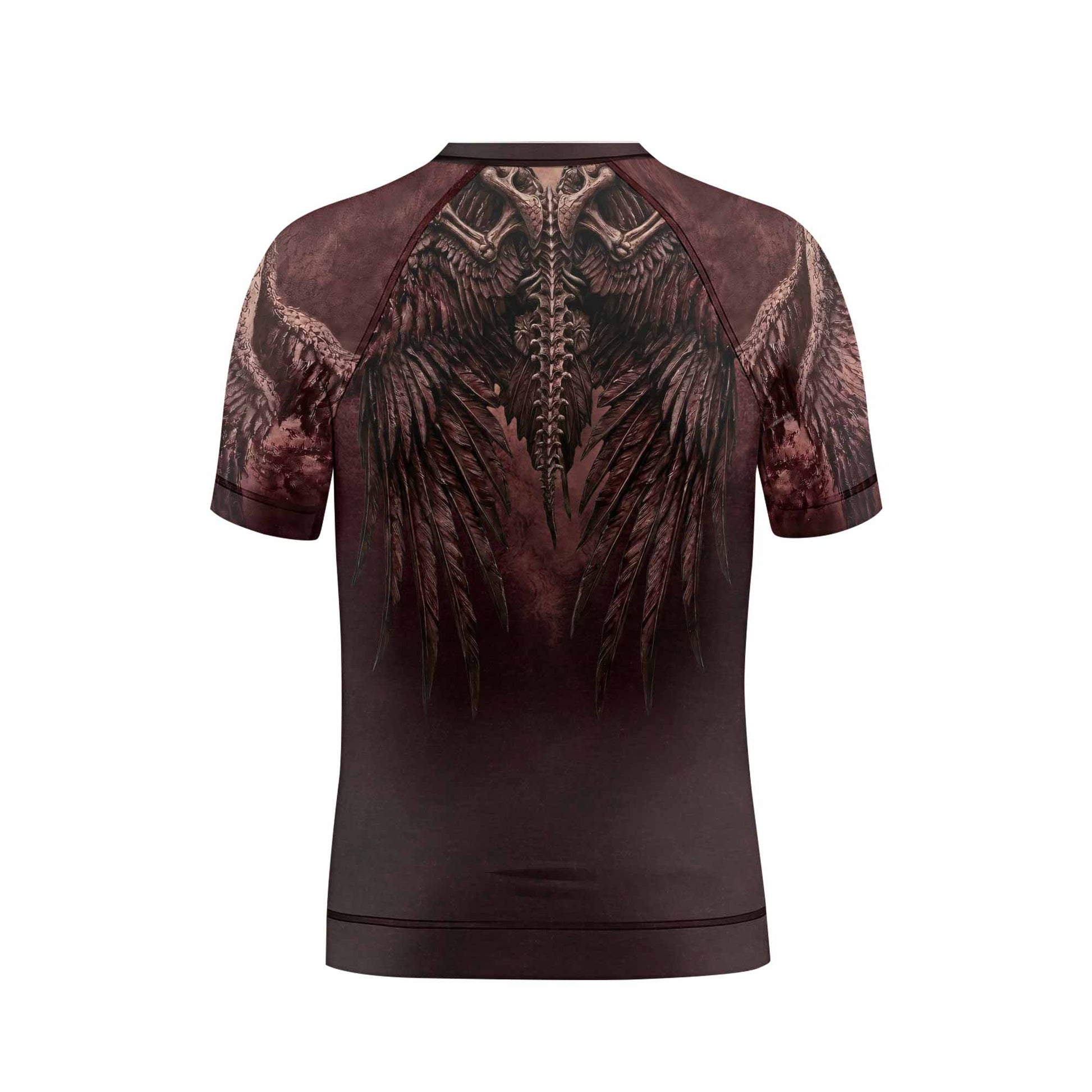 Bones of Grace Dark Angel Kids Rash Guard Short Sleeve - back view mockup