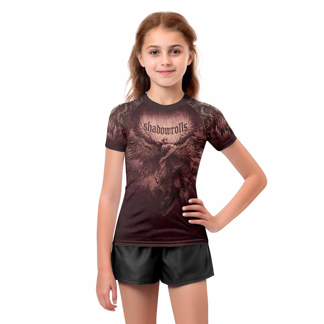 Bones of Grace Dark Angel Kids Rash Guard Short Sleeve - boy's lifestyle view