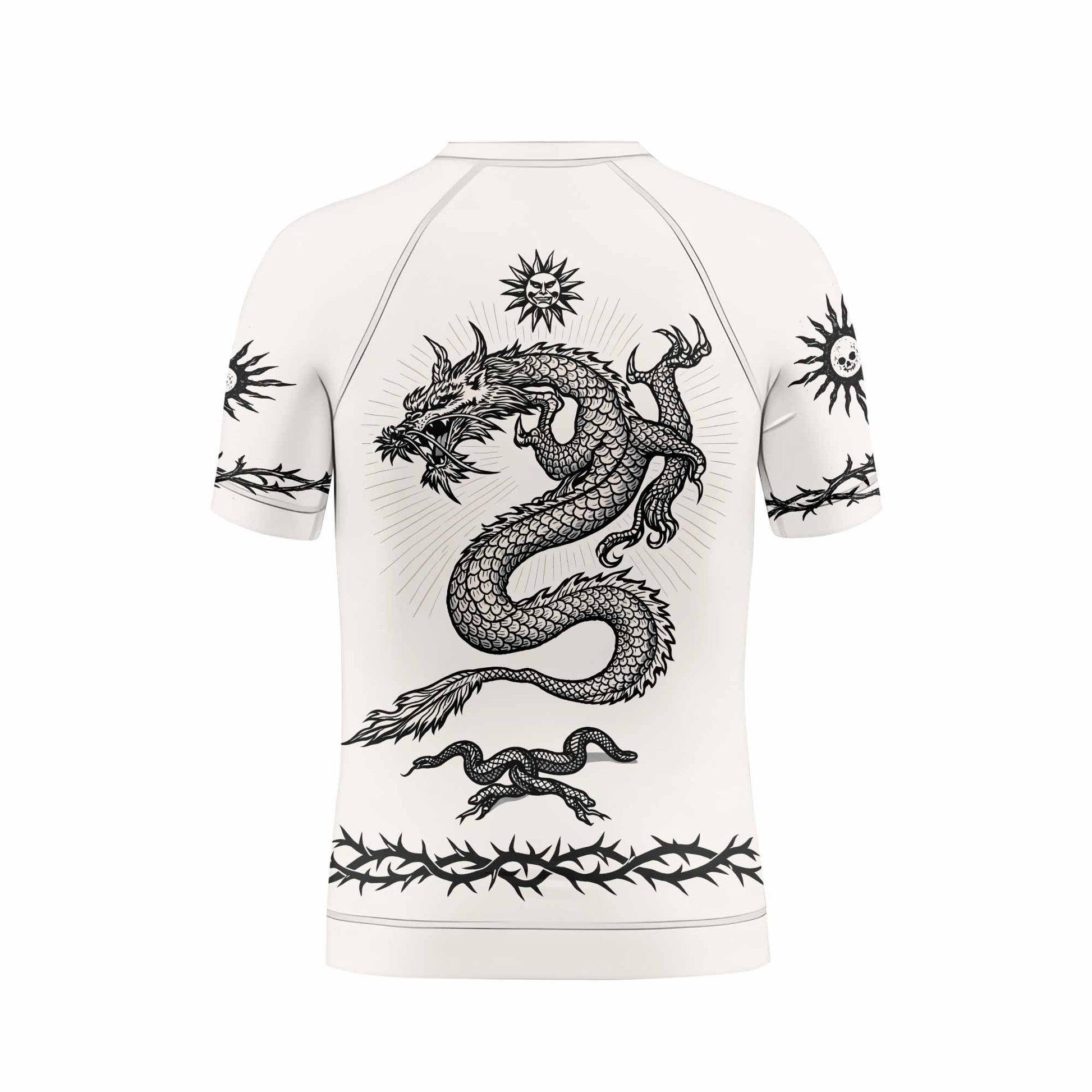 Dragon Tattoo Kids Rash Guard Short Sleeve - back view mockup