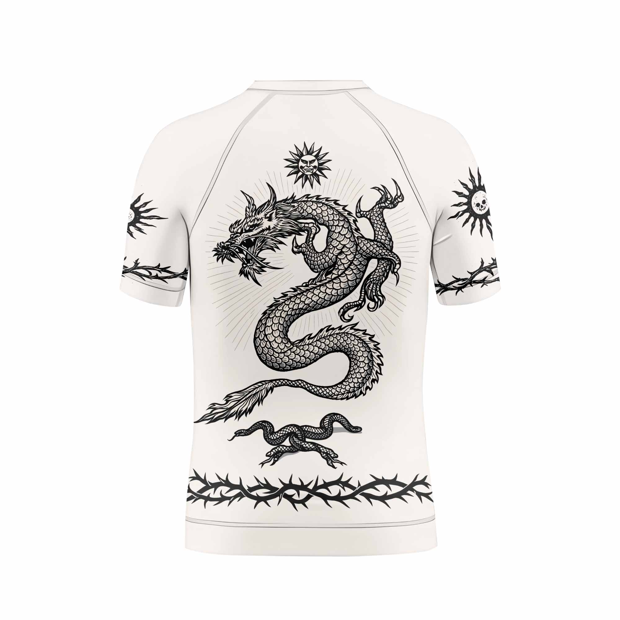 Dragon Tattoo Kids Rash Guard Short Sleeve - back view mockup