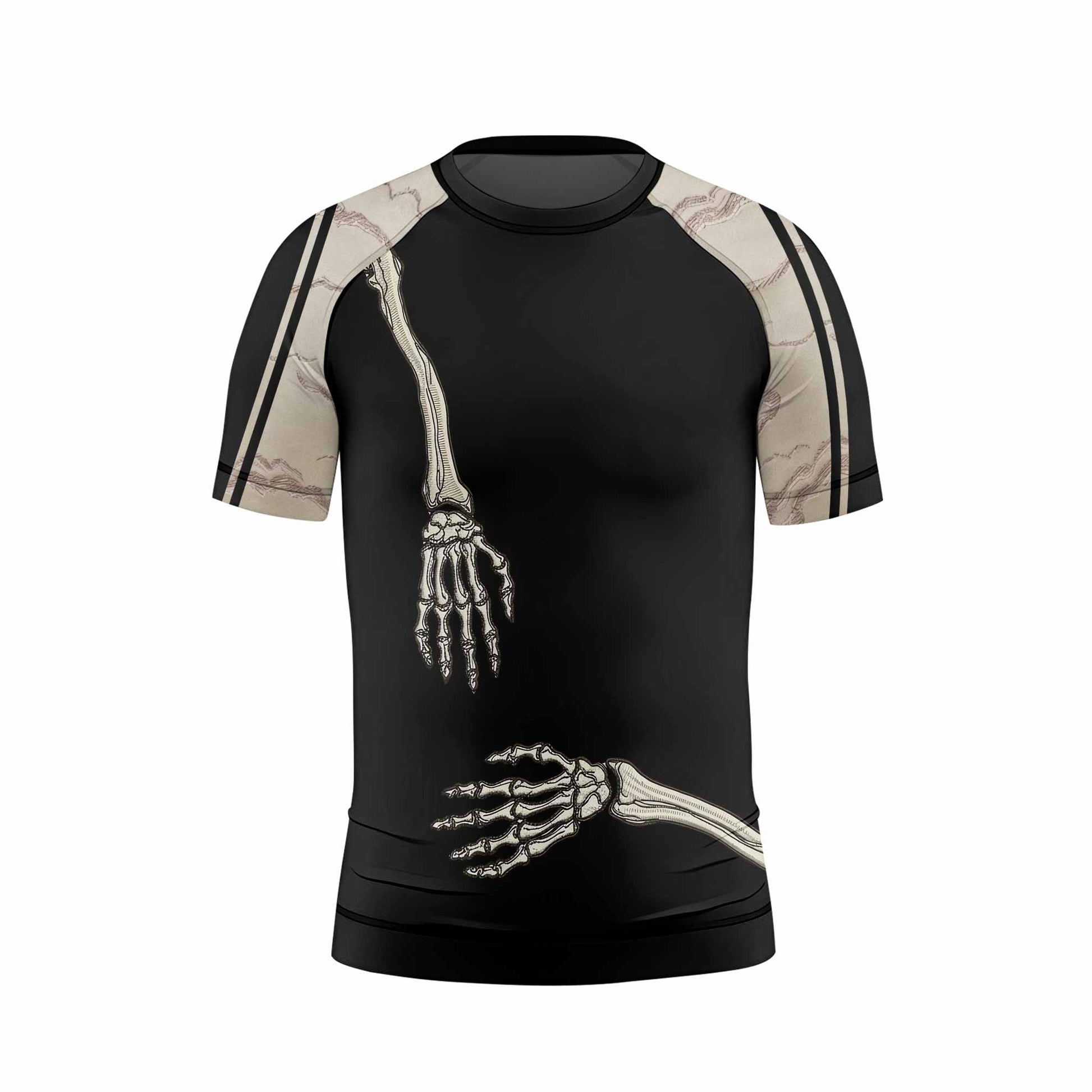 Bare Bones Skeleton Kids Rash Guard Short Sleeve - front view mockup