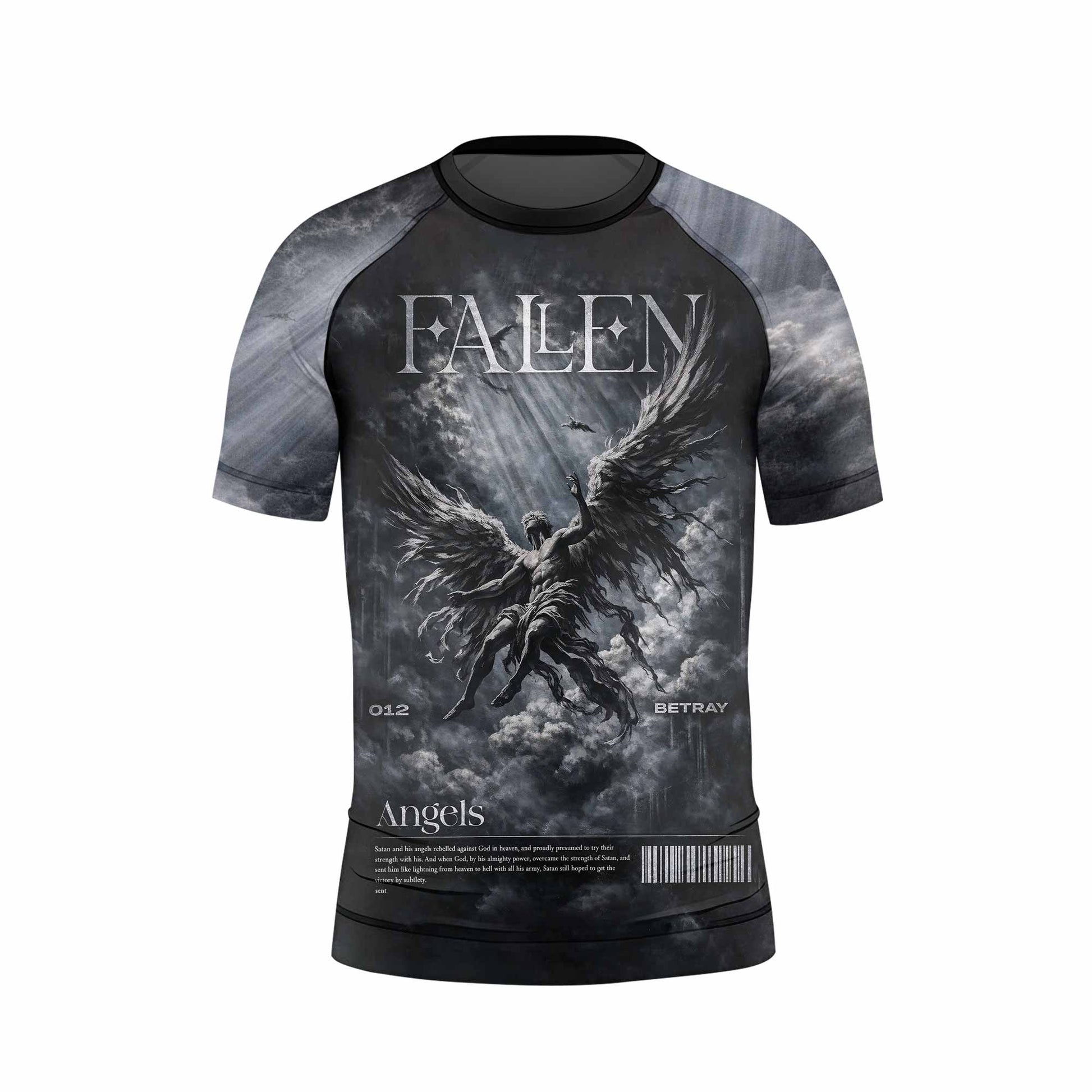 Fallen Angels Kids Rash Guard Short Sleeve - front view mockup