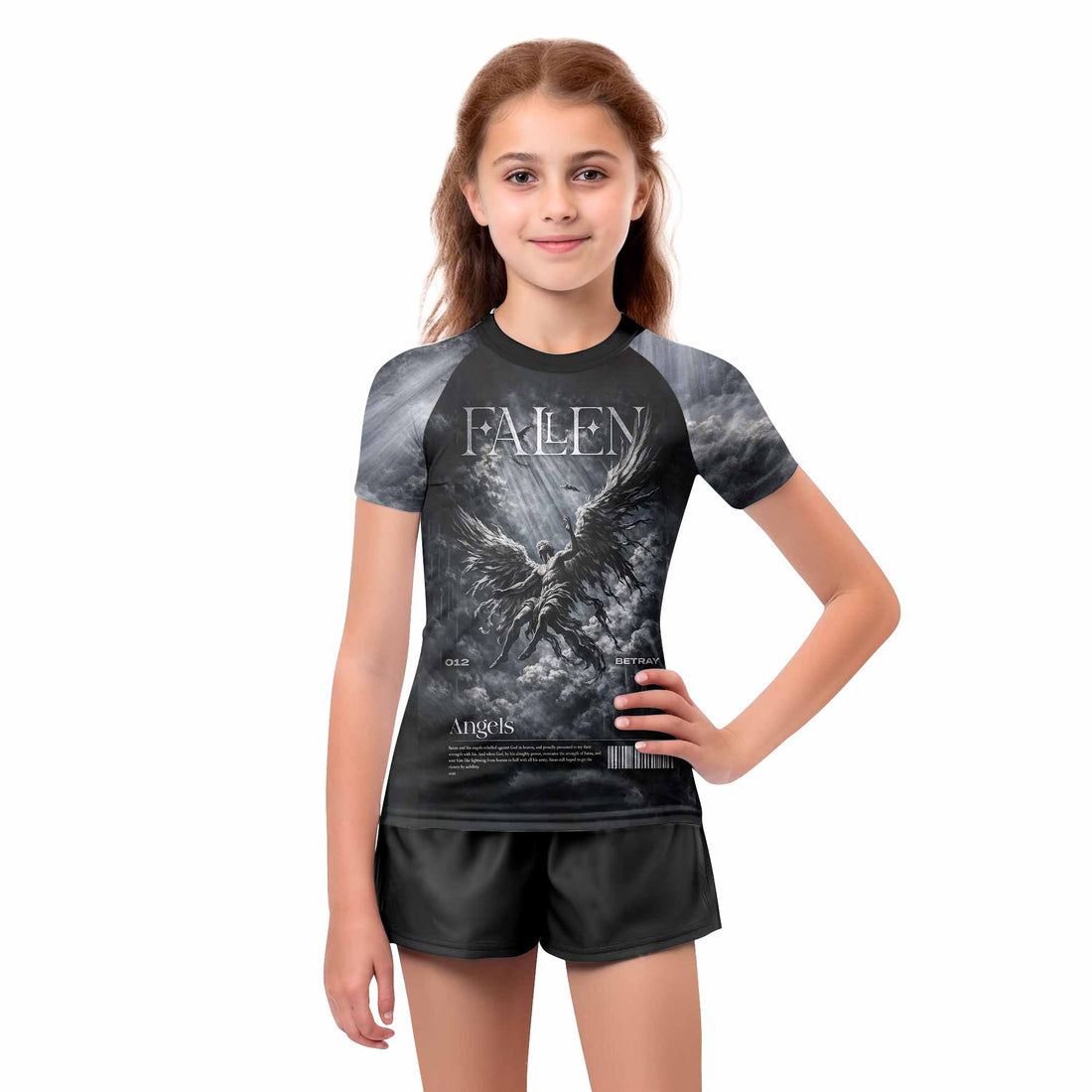 Fallen Angels Kids Rash Guard Short Sleeve - boy's lifestyle view