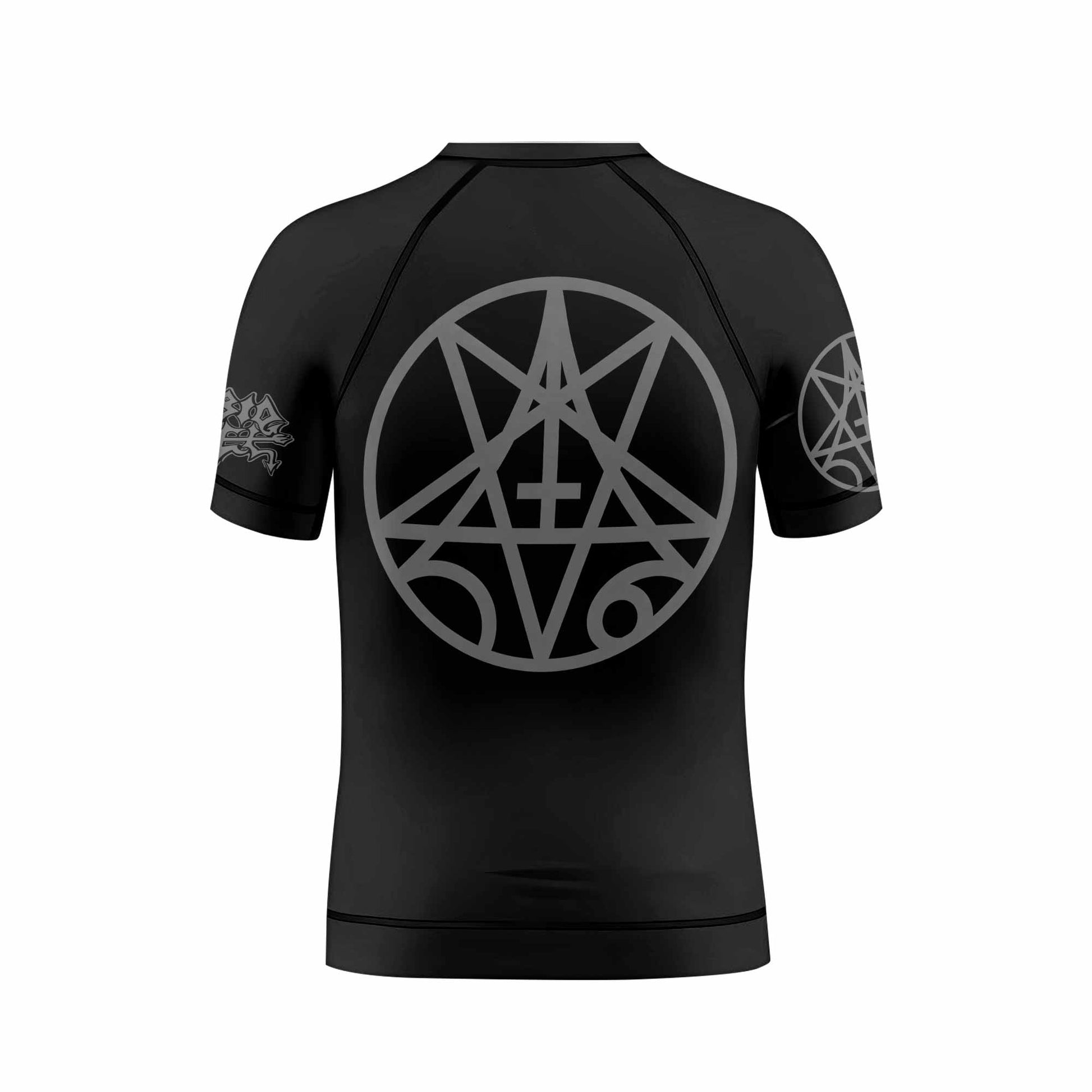 Morbid Angel Unholy Blasphemies Kids Rash Guard Short Sleeve - back view mockup