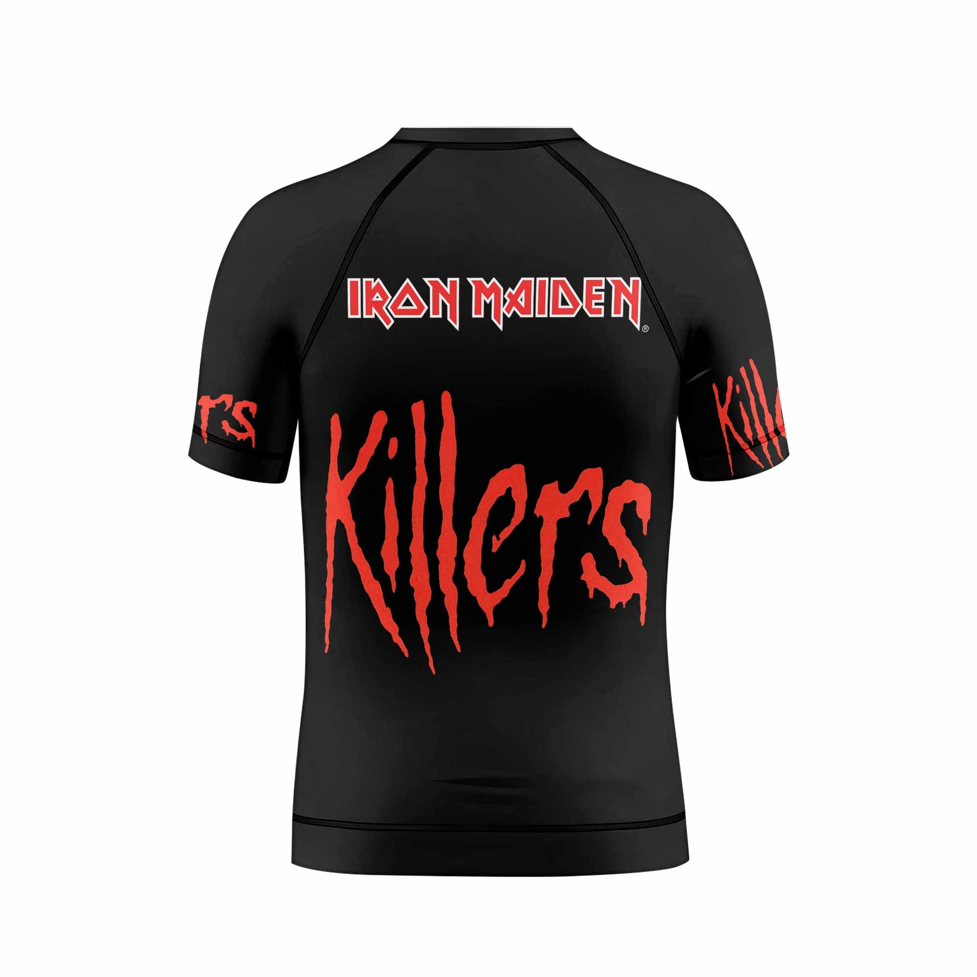 Killers Iron Maiden Kids Rash Guard Short Sleeve - back view mockup